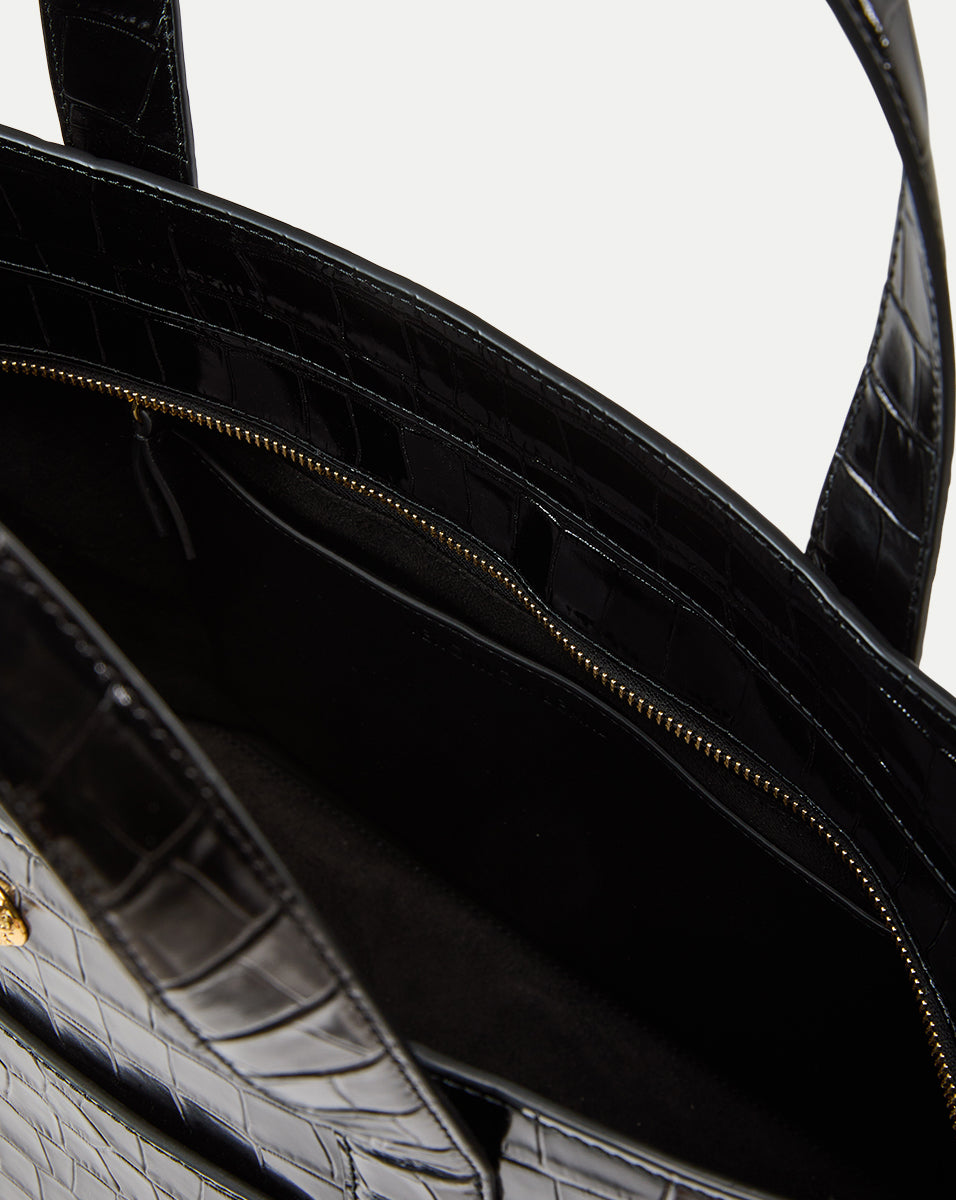Veronica Beard Croc Embossed Leather Grand Goody Bag - Stylish Designer Tote for Women, Perfect for Work, Travel & Everyday Use