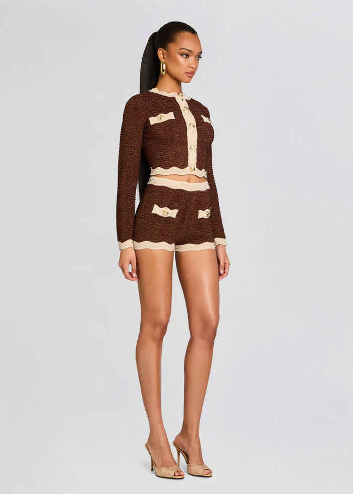 Dallys Women's Knit Cardigan Jacket - Metallic Chestnut Bone Color | Cozy Fall & Winter Sweater | Perfect for Office, Casual Outfits & Date Nights