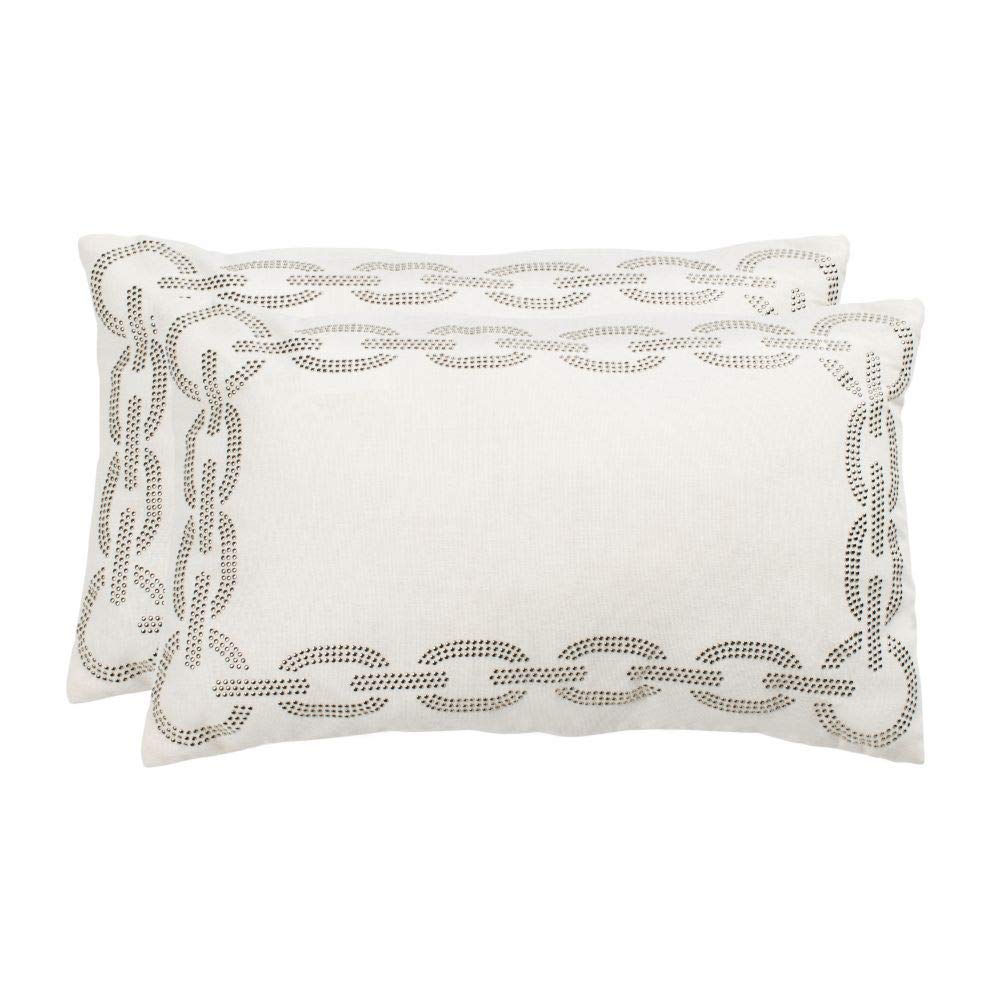 SAFAVIEH Sibine Cement Throw Pillow Covers Set of 2 - 12x20 Inch Decorative Grey Pillows for Sofa, Bed & Living Room - Soft Textured Accent Pillows for Home Decor