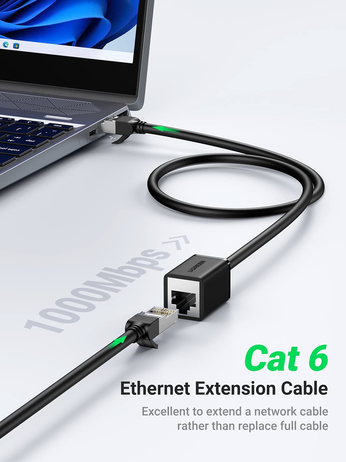 UGREEN Cat 6 Ethernet Extension Cable 1M - High Speed RJ45 LAN Network Cable, Compatible with Cat5/Cat5e/Cat6/Cat7/Cat8 - Perfect for Home Office, Gaming, and Server Room Connectivity