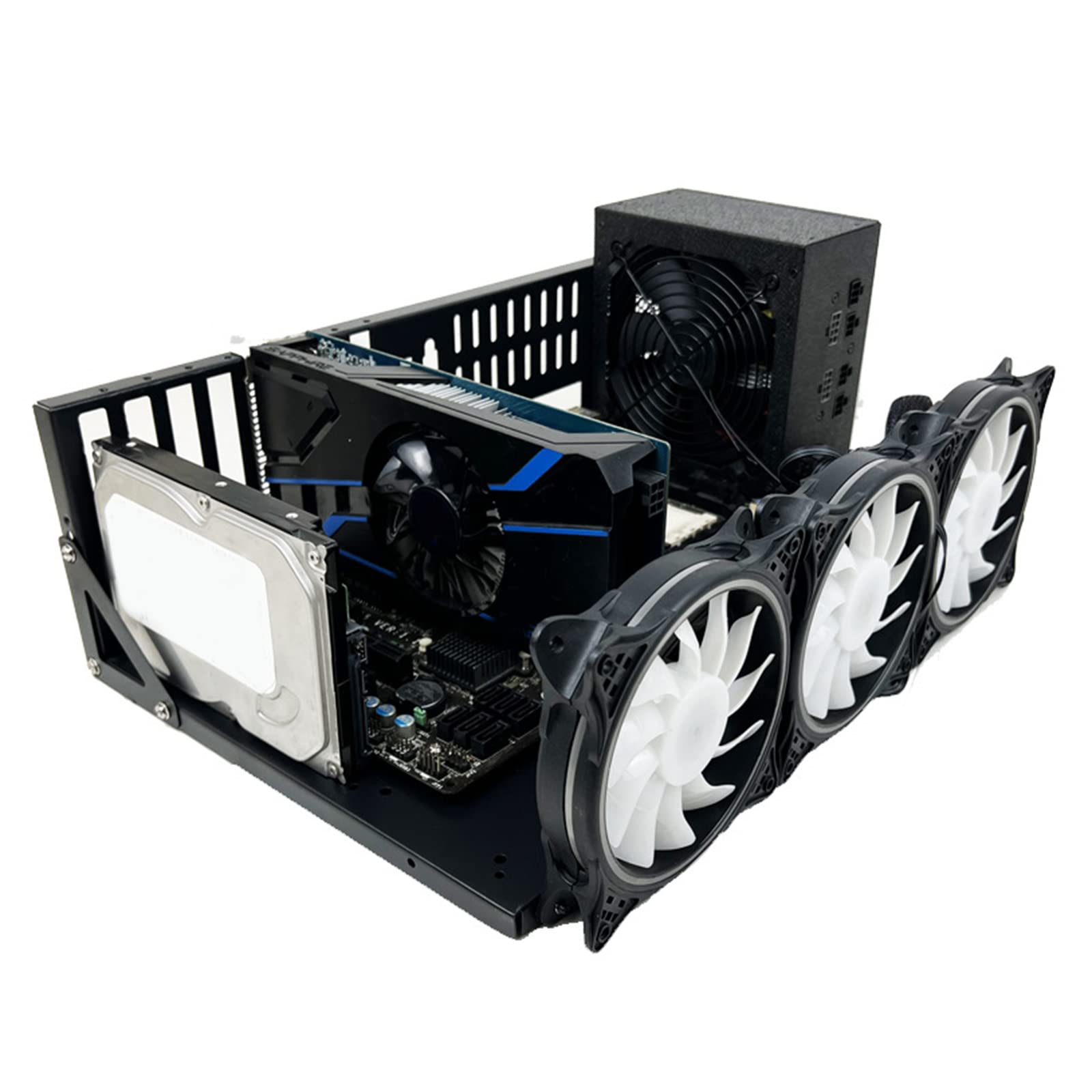 PLMN Aluminum Open Air GPU Mining Frame - Durable Miner Computer Case for Cryptocurrency Mining (Bitcoin, Ethereum) - Perfect for Home & Industrial Mining Rigs