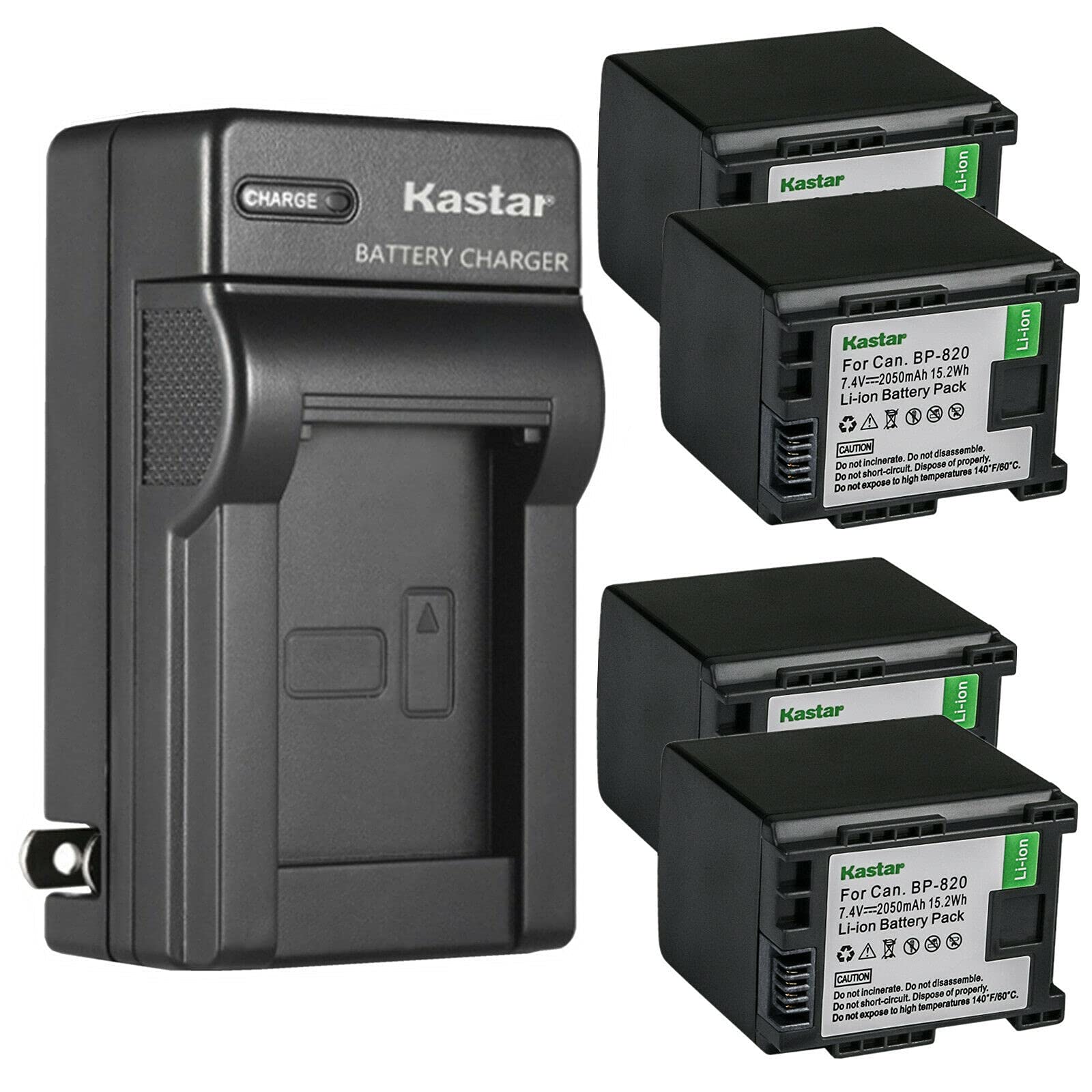 Kastar 4-Pack BP-820 BP-828 Battery & CG-800 Charger Replacement for Canon XF400 XF405 XA10 XA11 XA15 XA20 XA25 XA30 XA35 Cameras - Perfect for Travel, Vlogging & Professional Photography