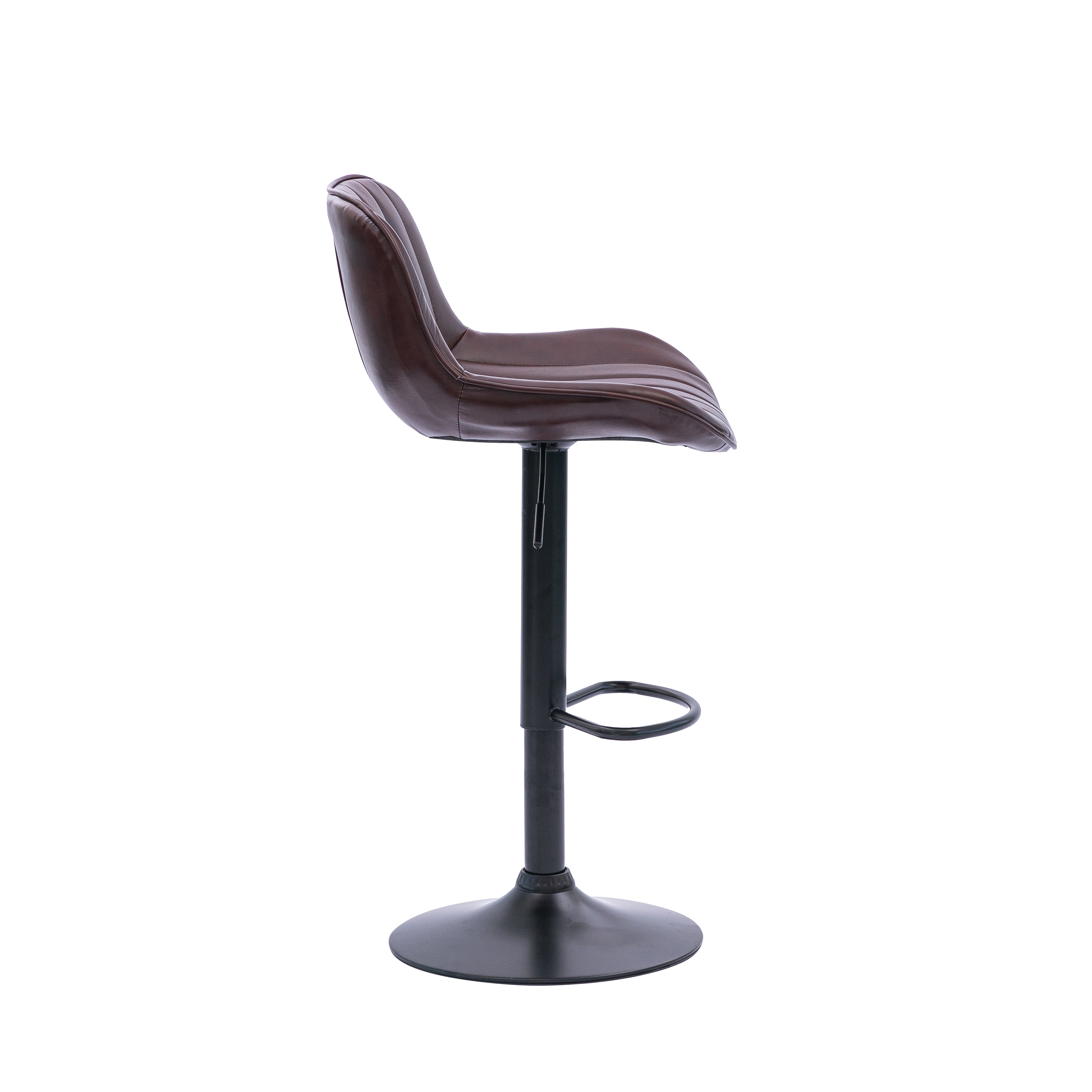 Urban Style Black Metal Brown PU Bar Stools with Gas Lift - Set of 2 for Kitchen Island, Breakfast Nook & Home Bar Seating