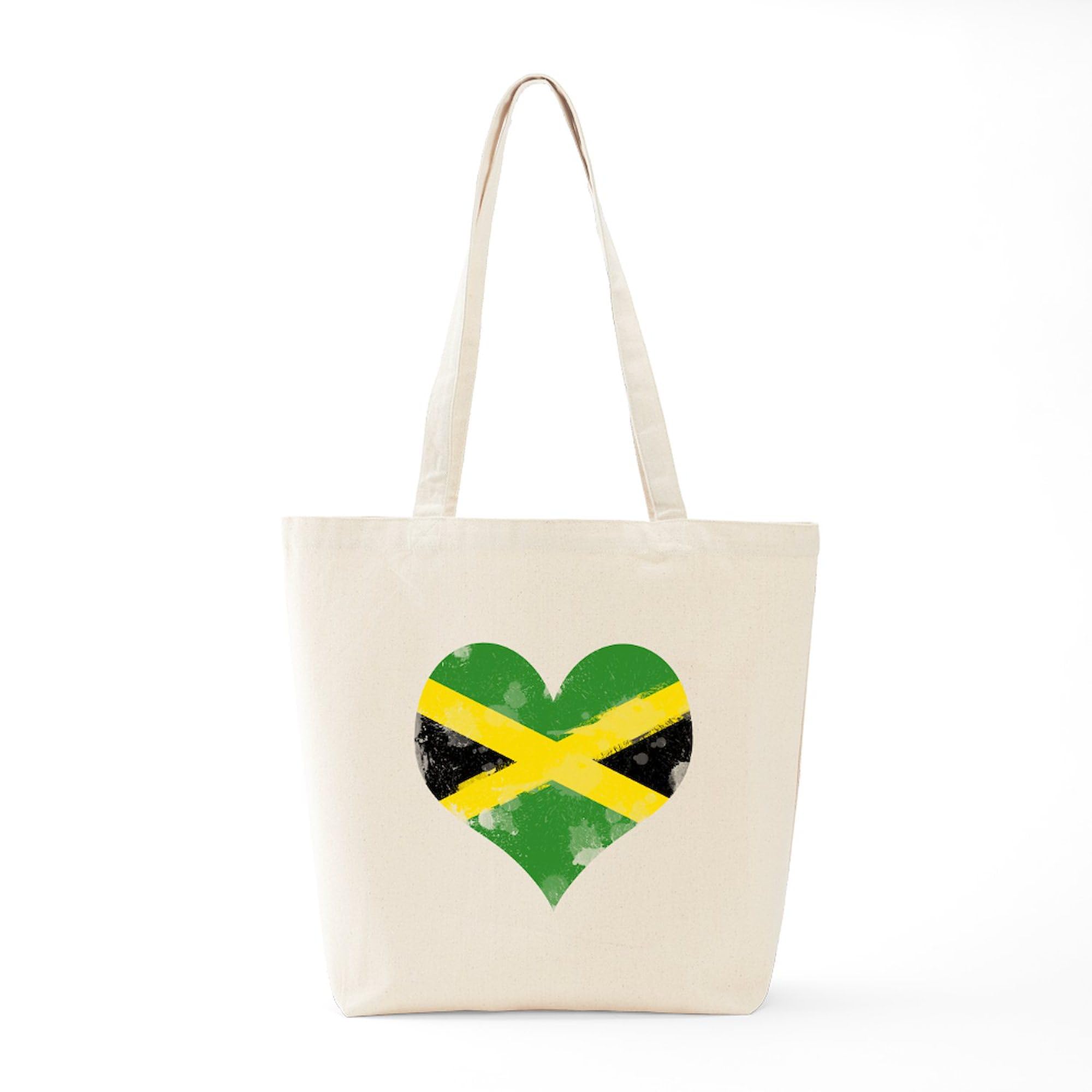 CafePress Jamaican Heart Tote Bag - Natural Canvas Reusable Shopping Bag for Groceries, Beach & Everyday Use