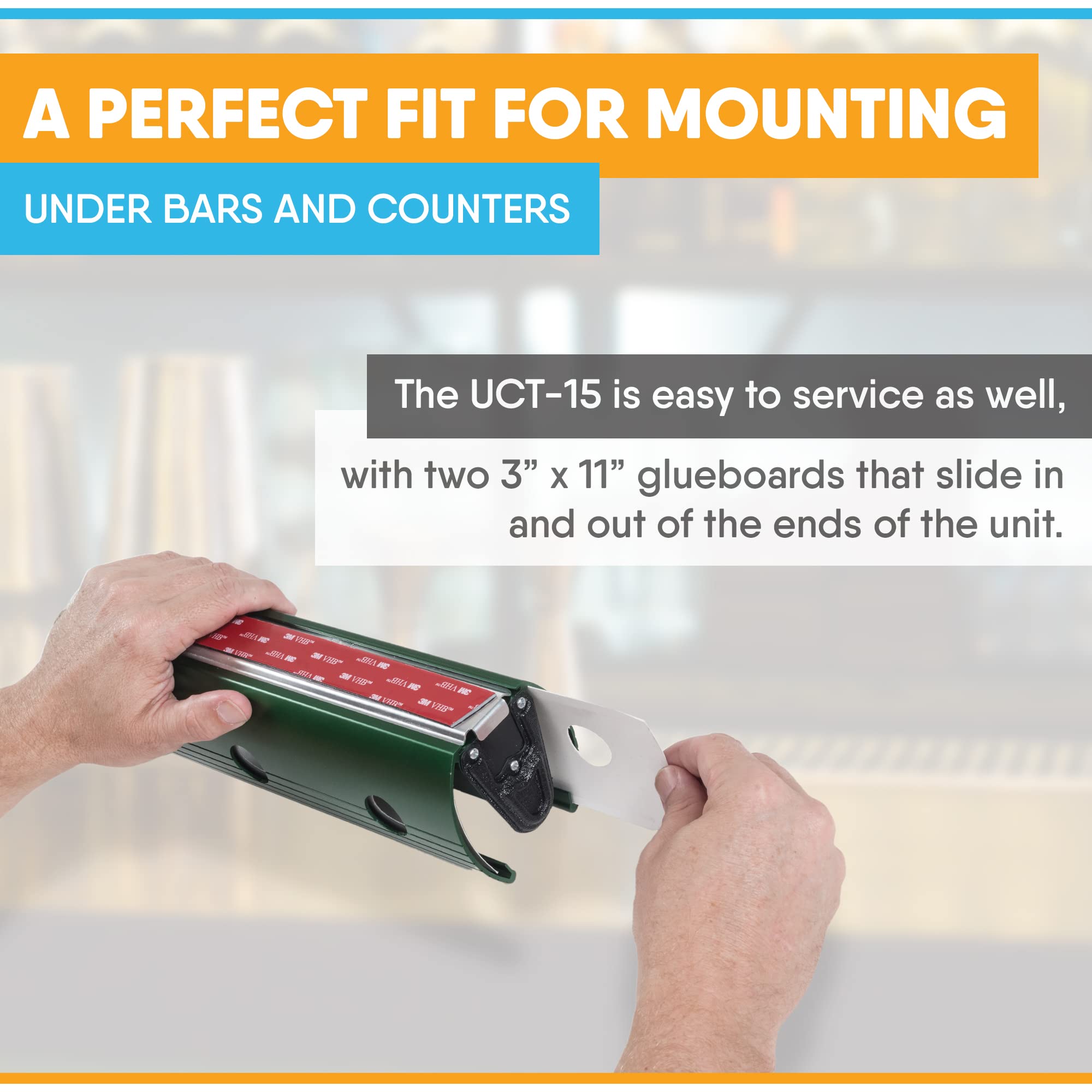 Gardner UCT-15 Under Counter UV Fly Light Trap - No Zapper Insect Catcher for Tiny Flies & Gnats - Compact Discreet Green Design - Perfect for Restaurants, Kitchens & Bars