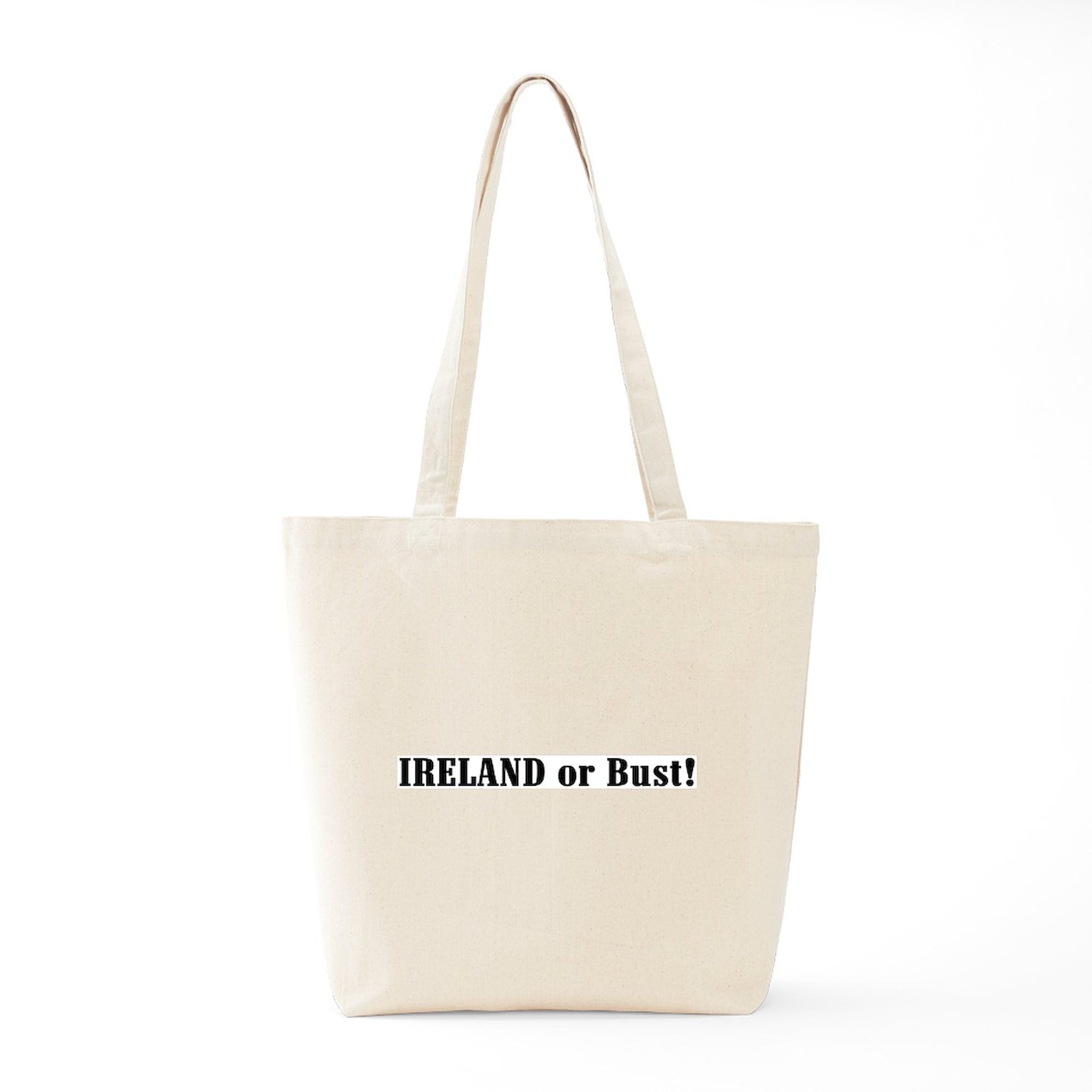 Ireland Or Bust! Natural Canvas Tote Bag - Eco-Friendly Reusable Shopping Bag for Travel, Groceries & Daily Use