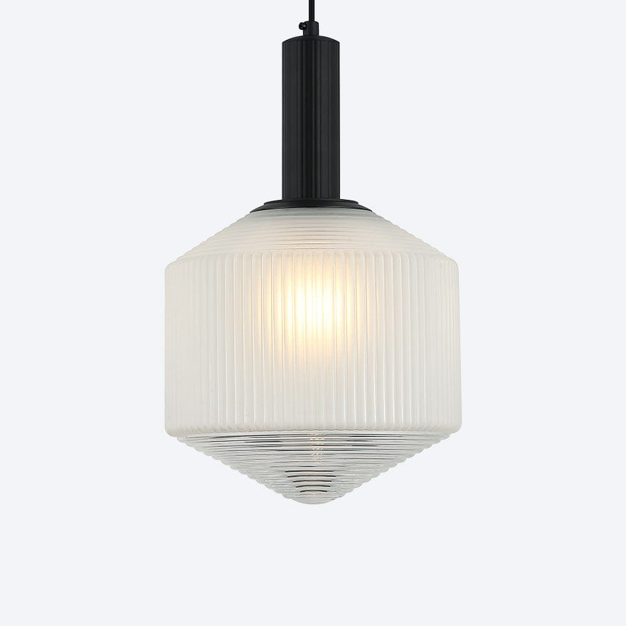 Camilla Glass Ribbed Pendant Light - Elegant Hanging Fixture for Dining Room, Kitchen Island & Bedroom Decor