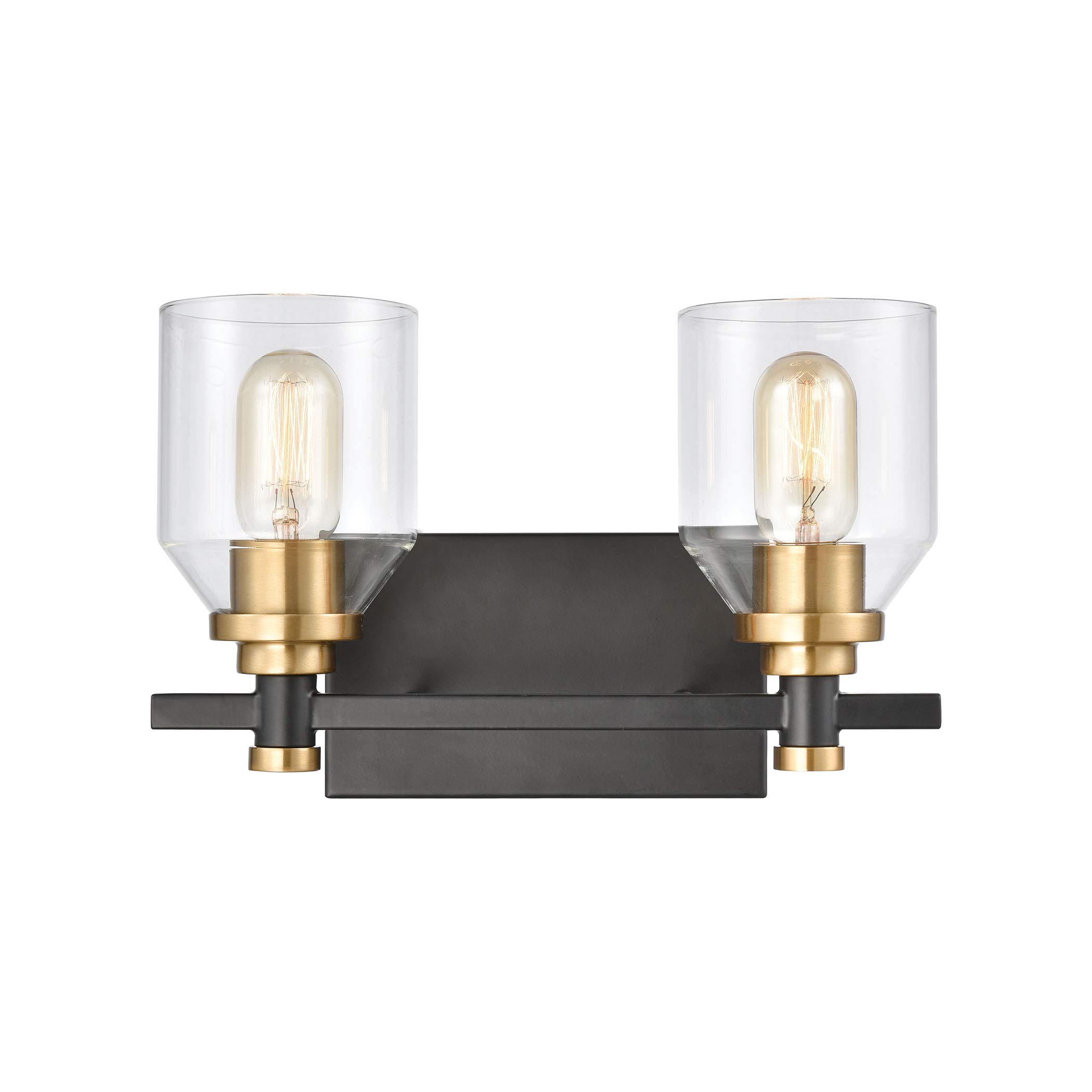 Cambria 2-Light Matte Black Bathroom Vanity Light with Clear Glass Shades - Perfect for Modern Bathroom, Powder Room & Dressing Room Lighting