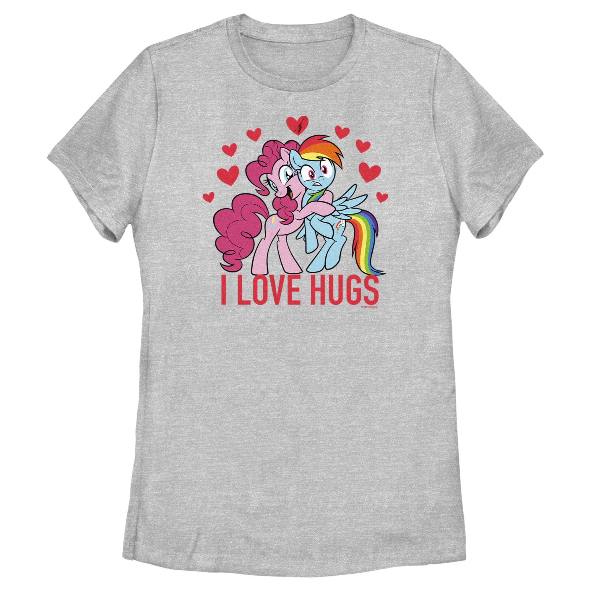 My Little Pony: Friendship is Magic 'I Love Hugs' Women's Graphic T-Shirt - Cute Cartoon Tee for MLP Fans, Casual Wear & Gift