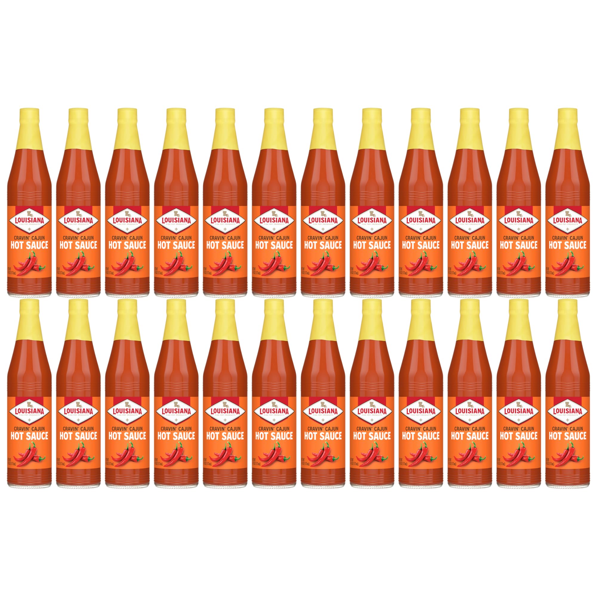 Louisiana Fish Fry Hot Sauce - 6 oz Bottle (Pack of 24) | Cajun Style Spicy Sauce for Seafood, Wings & BBQ | Perfect for Cooking, Grilling & Party Dips
