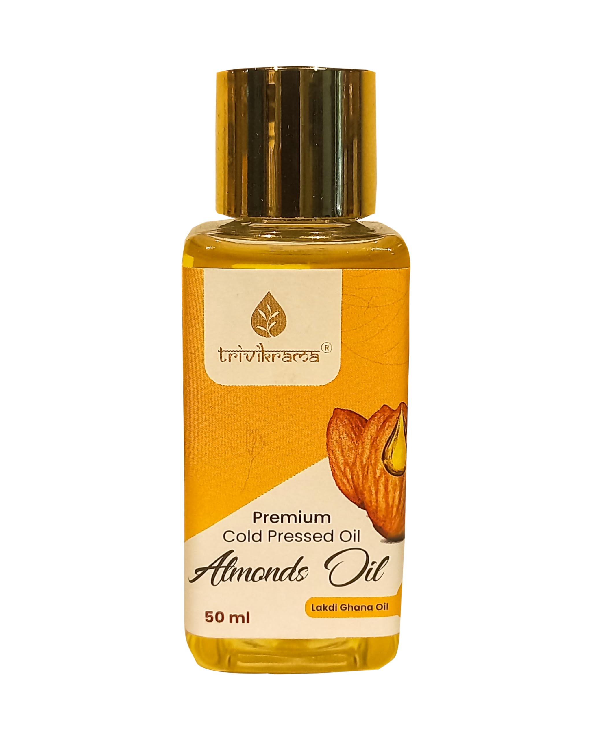 Trivikrama Pure Almond Oil for Hair and Skin – Damage Protection, Non-Sticky Formula for Soft & Shiny Hair | Enriched with Almonds, Keratin Protein & Soya Protein | 50ml | Perfect for Daily Hair Care, Scalp Massage & Skin Moisturizing