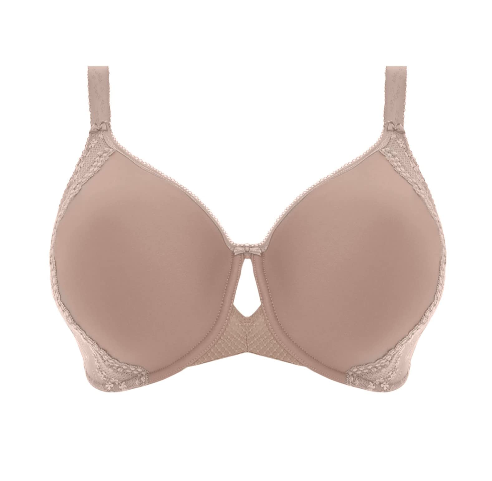 Elomi Women's Charley Bandless T-Shirt Bra - Floral Lace Underwire Bra with Breathable Spacer Fabric & Diamond Mesh Details - DD+ Cup Sizes - Perfect for Everyday Comfort & Support