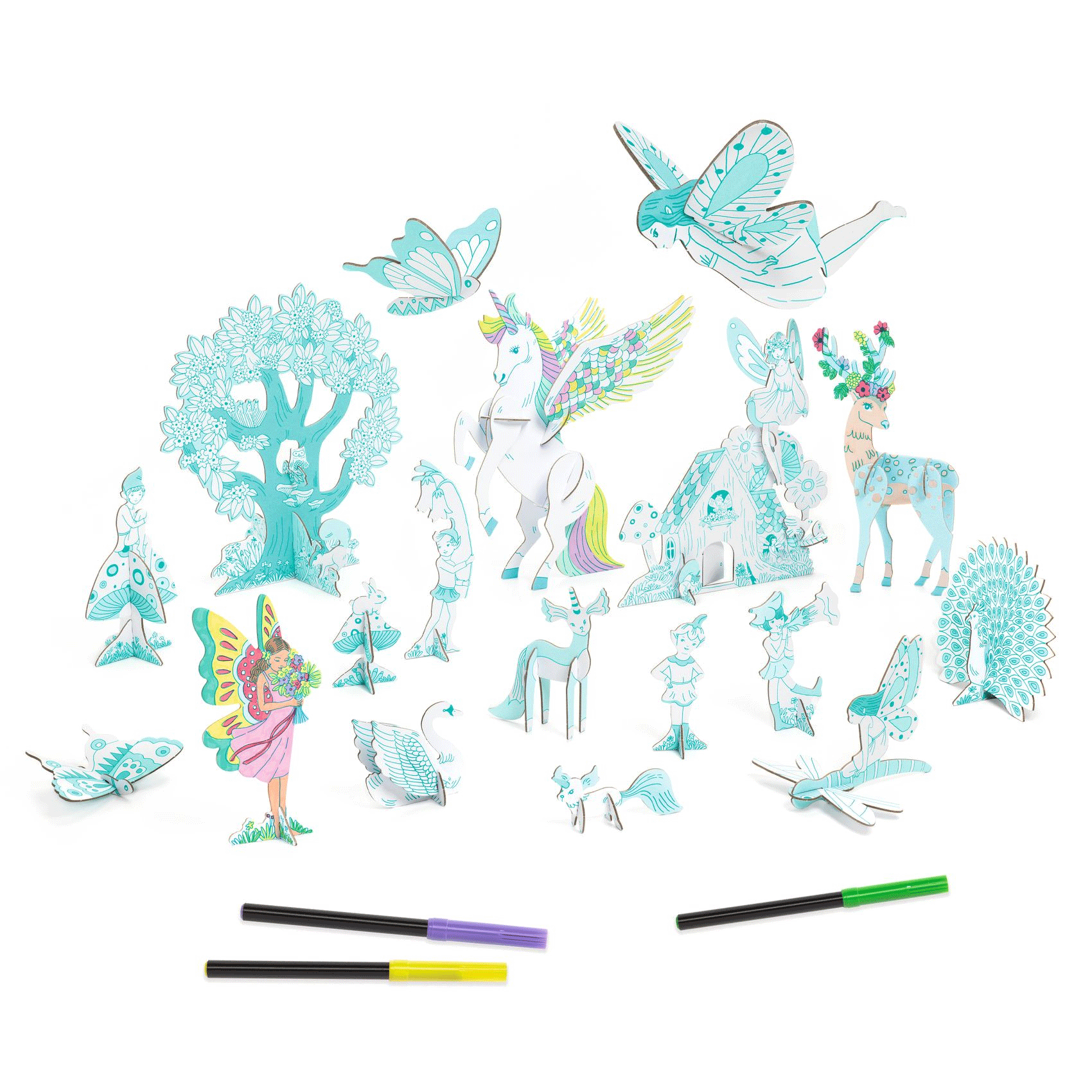 Fairy World Color Assemble Play Set by Djeco - Creative Educational Toys for Kids, Perfect for Imaginative Play & Preschool Learning Activities