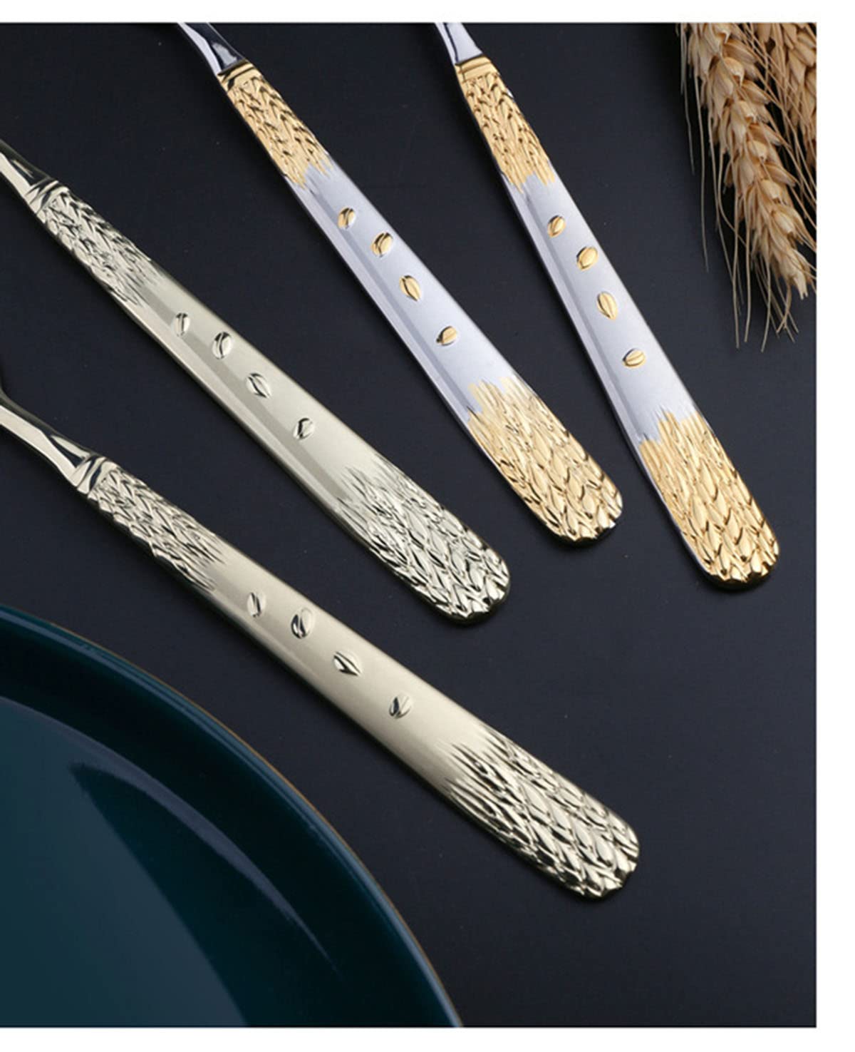 40-Piece Stainless Steel Silverware Set for 10 - Mirror Polished Flatware Cutlery Set for Home, Restaurant & Hotel Use - Elegant Wheat Ear Design - Perfect for Dinner Parties, Weddings & Daily Dining