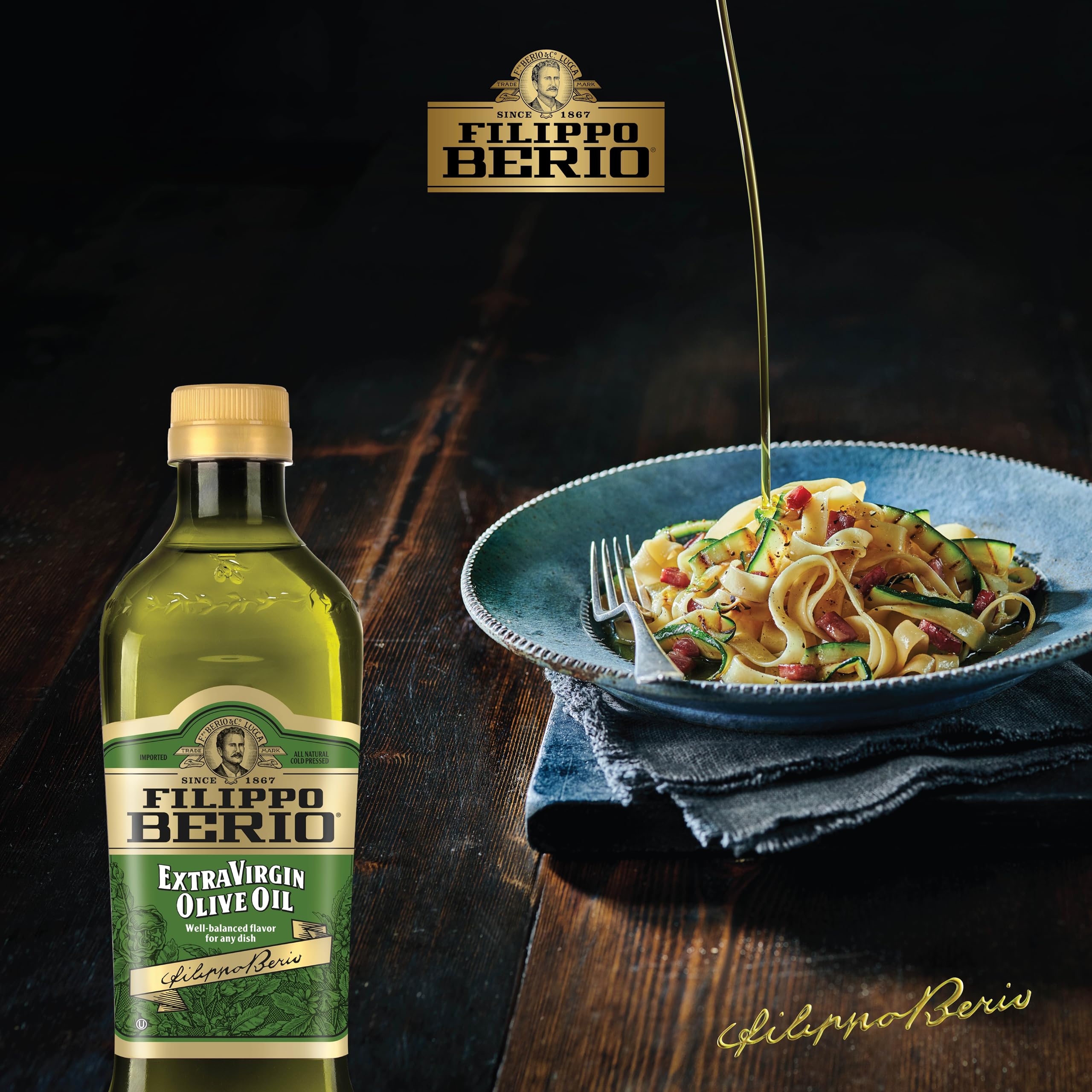 Filippo Berio Extra Virgin Olive Oil - 50.7 oz (1.5L) rPET Eco-Friendly Bottle, Pack of 6 | Premium Cooking Oil for Salads, Pasta & Mediterranean Dishes