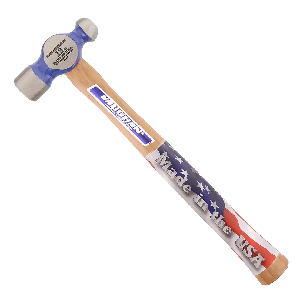USA Made 12oz Ball Peen Hammer with Hickory Handle - Durable Construction for Metalworking, Woodworking & DIY Projects - TC2012