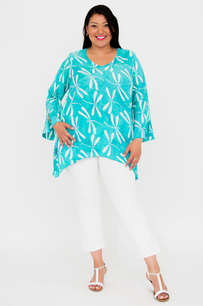 Dorothy Top - Flowy Summer Blouse with Dragonfly Print | Casual Wear, Beach Outfit & Boho Fashion