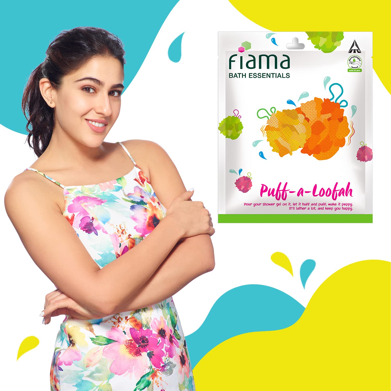 Fiama Bath Essential Foamy Fun Sponge & Puff-a-Loofah Set - Exfoliating Body Scrubber for Shower and Bath (Colors May Vary) - Perfect for Spa Day, Gift Ideas & Daily Skincare Routine