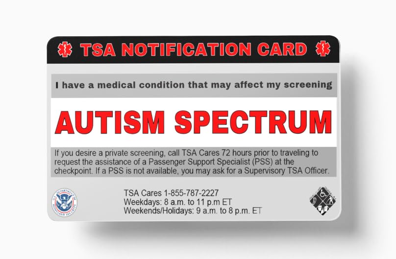 TSA Notification Card for Autism Spectrum - Compact Wallet Size (2 Pack) | Ideal for Air Travel & Security Checkpoints