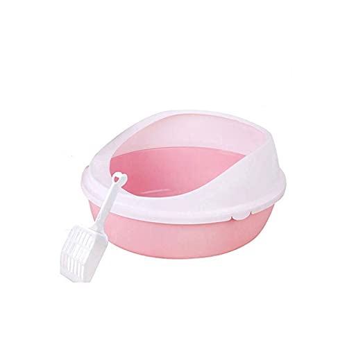 Premium Semi-Enclosed Cat Litter Box - Large Removable Space Easy Clean Cat Toilet with Scoop | Odor Control for Indoor Cats | Ideal for Small Apartments & Multi-Cat Homes (Pink)