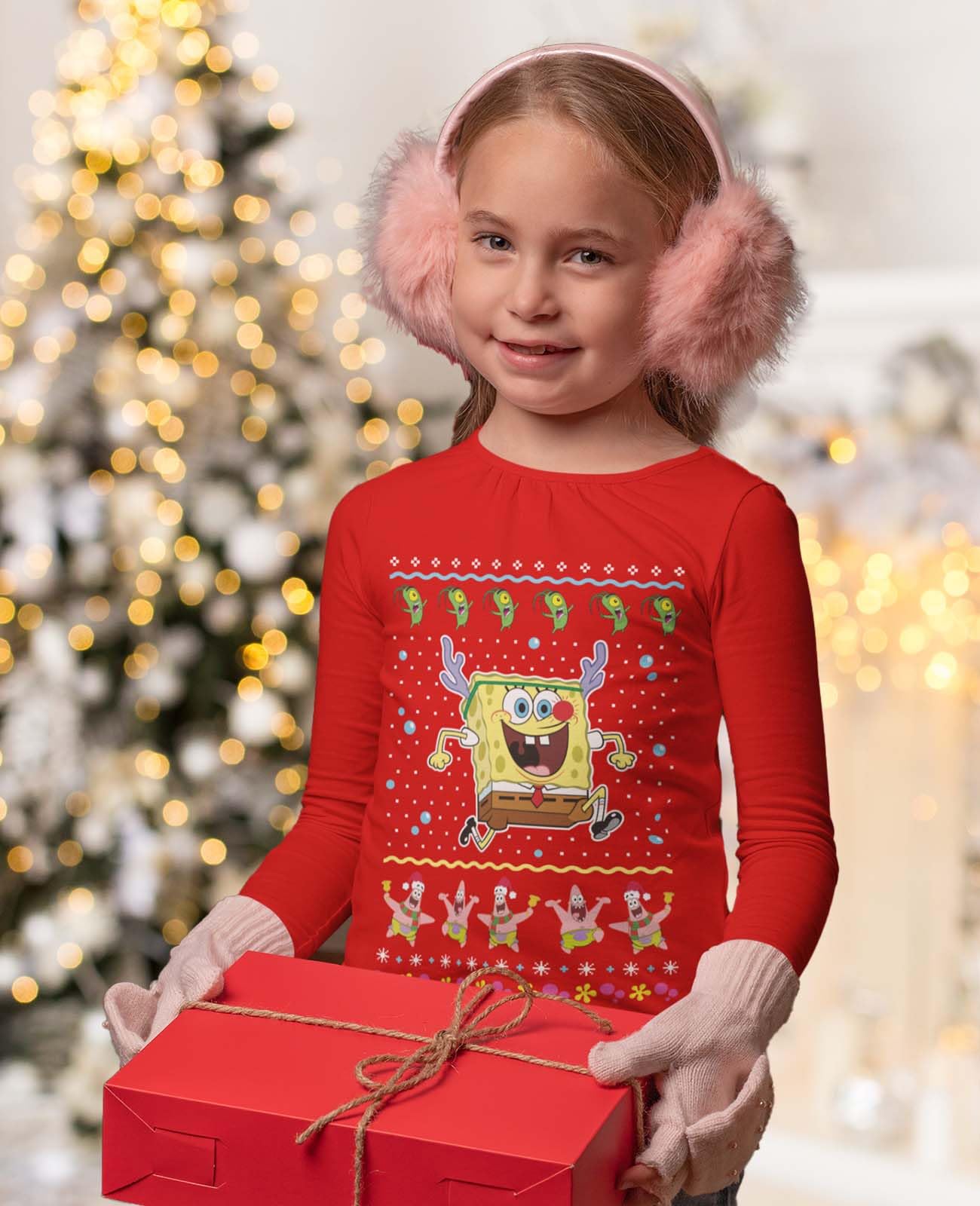 Spongebob Christmas Shirt for Kids - Fun Holiday Tacky Sweater Style Xmas Sweatshirt for Toddler Boys & Girls | Perfect for Ugly Christmas Parties & Family Photos