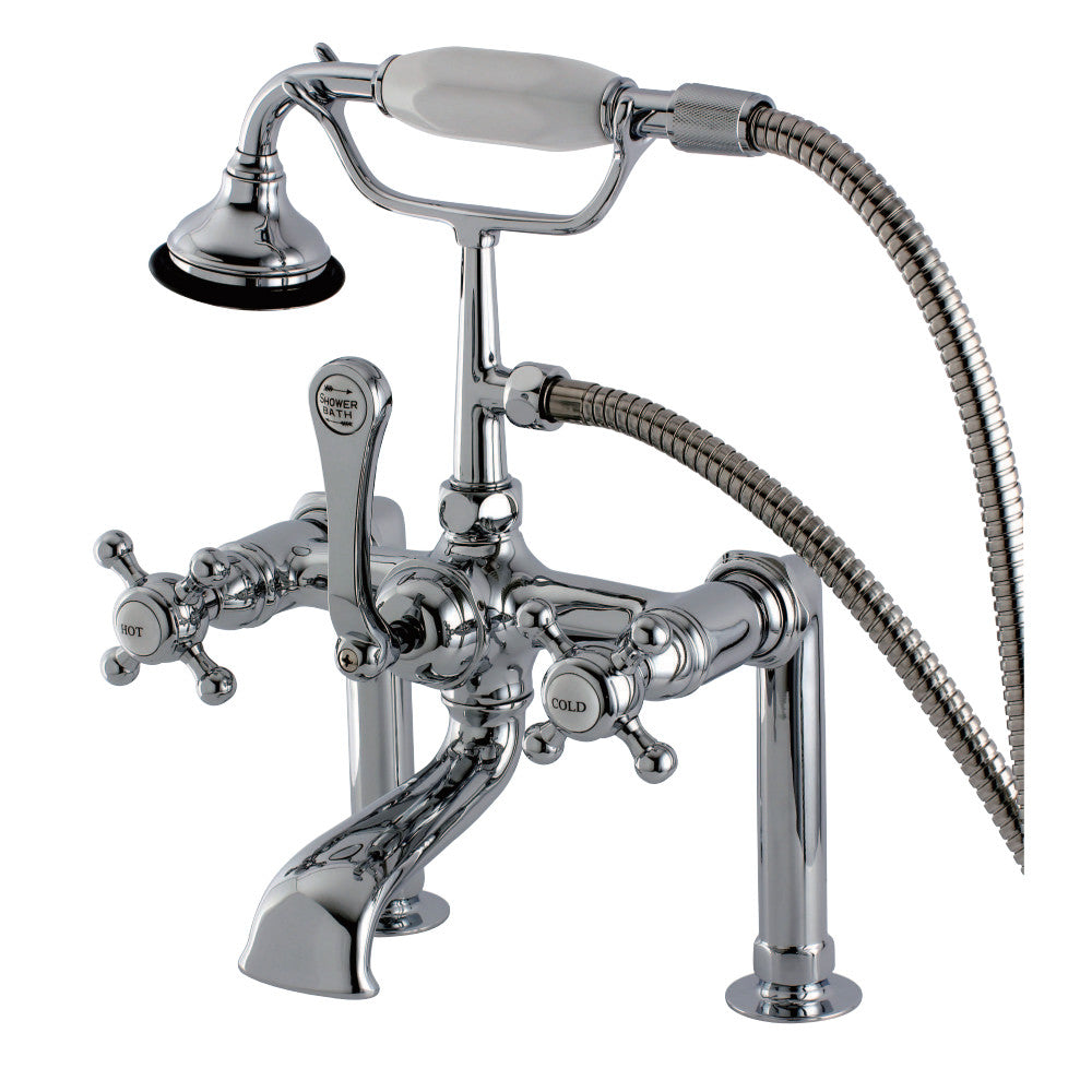 Vintage Deck Mount Clawfoot Tub Faucet - Antique Brass Bathroom Sink Faucet with Cross Handles for Classic & Modern Bathrooms | Perfect for Bathroom Renovation, Farmhouse Style Homes & Luxury Spa Retreats