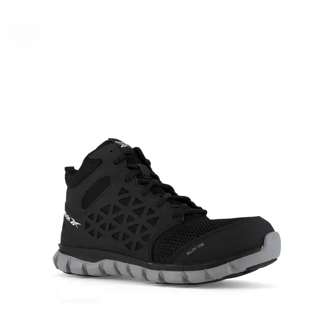 Slip-Resistant Sublite Cushion Alloy Toe SD Mid Cut Work Boots for Men - Black Safety Shoes for Construction, Warehouse & Outdoor Work