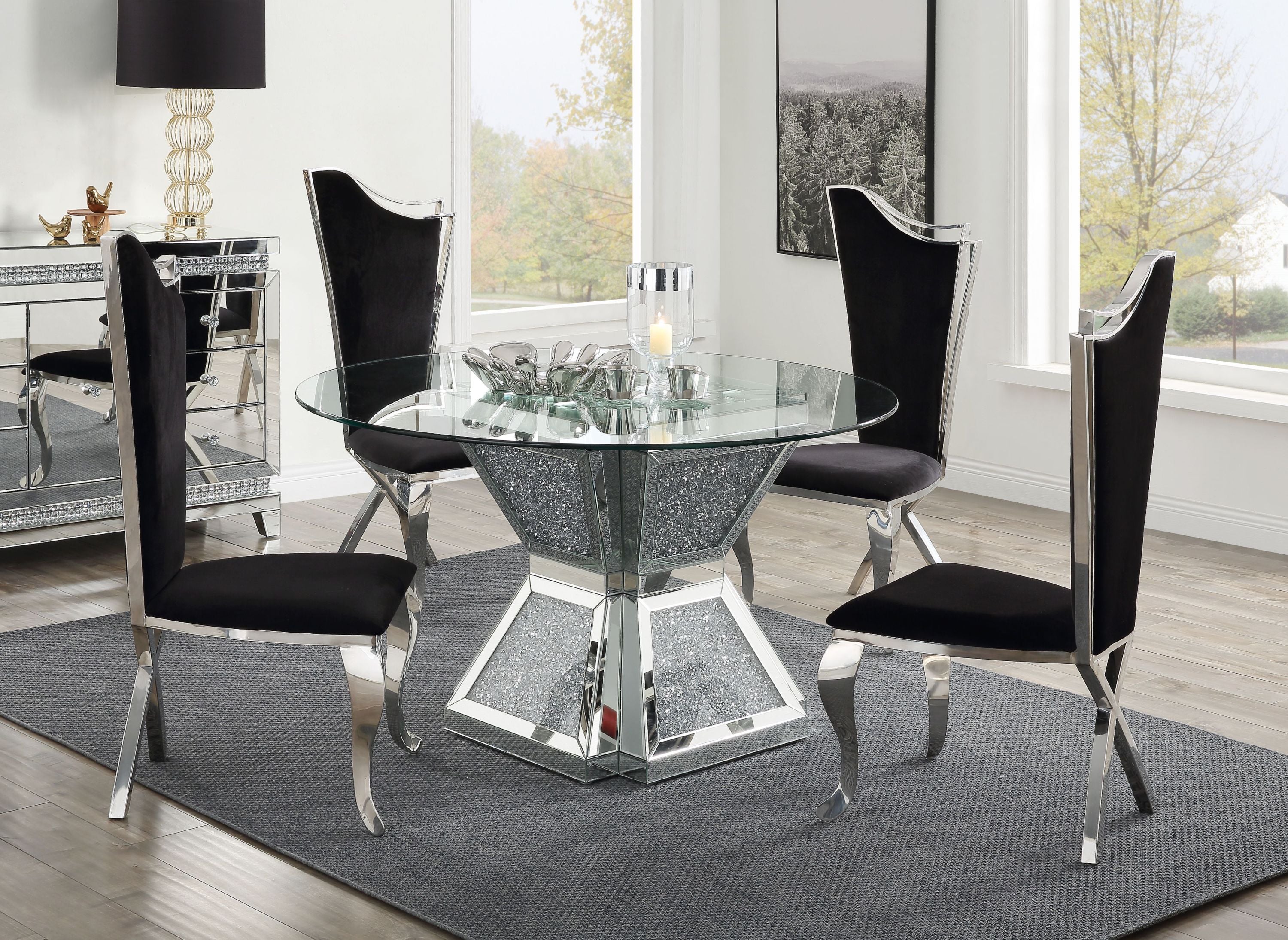 Modern Black & Stainless Steel X-Back Dining Chairs - Set of 2 Contemporary Metal Side Chairs for Kitchen, Dining Room, Office or Outdoor Patio