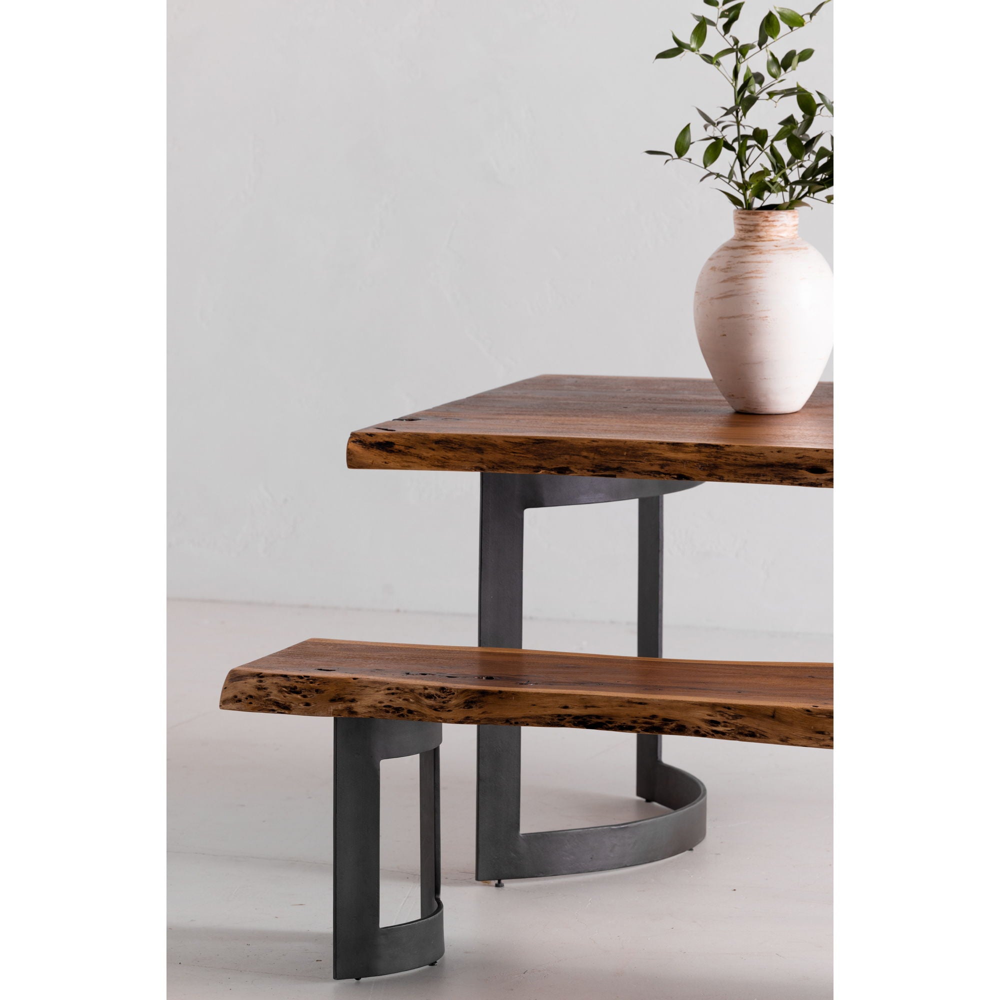Large Bent Bench with Natural Stain - Perfect for Outdoor Patio, Garden, or Rustic Home Decor