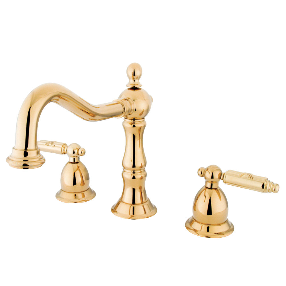Heritage 8 Inch Widespread Bathroom Faucet with Designer Lever Handles - Modern Waterfall Spout for Vanity Sinks, Perfect for Master Bathroom Renovation and Powder Room Upgrade
