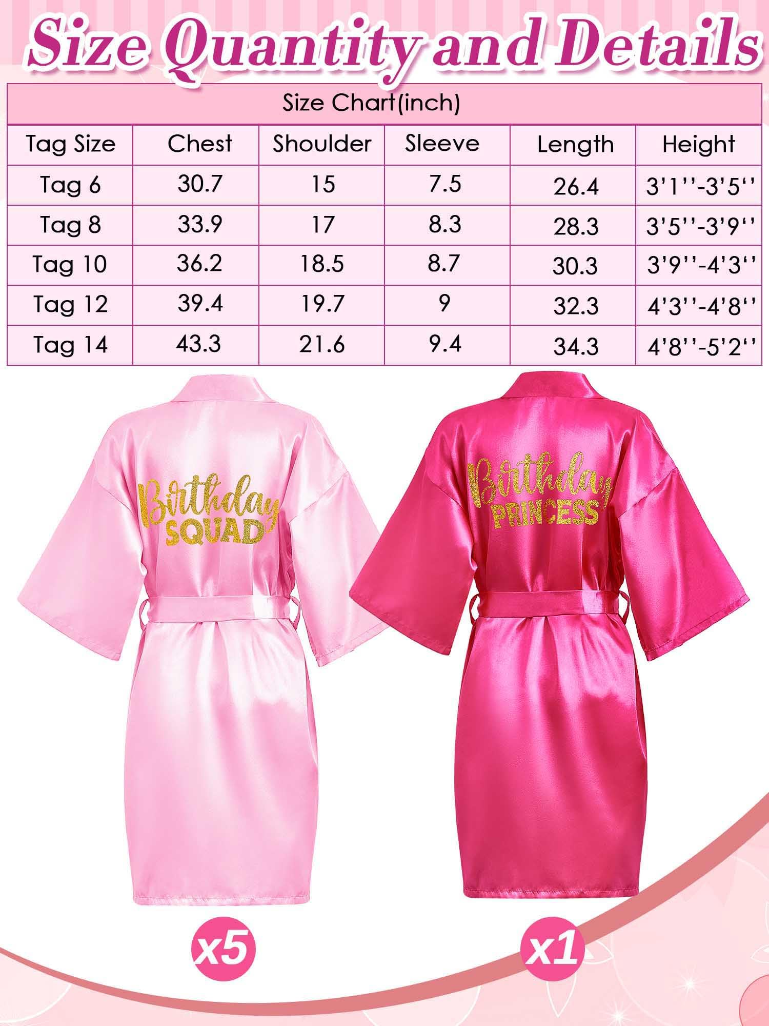 Sintuff Girls' Spa Party Robe Set - 6 Pack Fluffy Robes, Headbands, Eye Masks & Tote Bags for Birthday Party, Sleepover, Girls Night | Rose Pink, Size 12 | Perfect for Spa Day, Birthday Gifts & Sleepover Activities