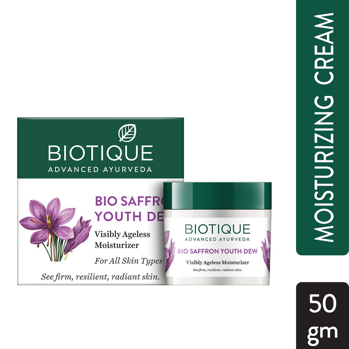 Biotique Bio Saffron Dew Youthful Nourishing Day Cream 50g & Bio Honey Gel Foaming Face Cleanser 120ml - For All Skin Types | Daily Skincare Routine for Hydration & Radiance