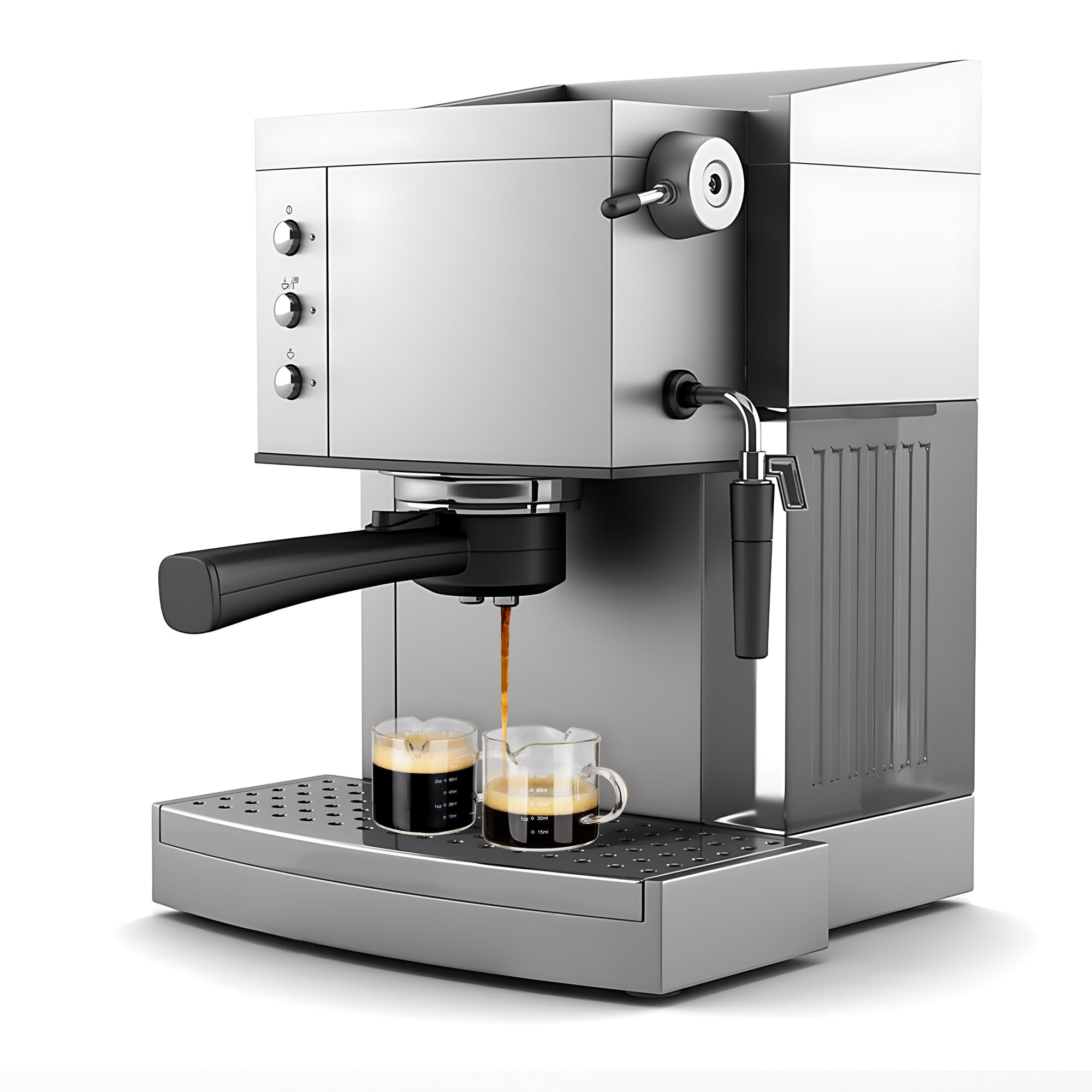 Double Spout Espresso Shot Glass with Handle - 75ML/2.5OZ Clear Measuring Cup - Perfect for Coffee Shops, Home Baristas & Cocktail Making (Set of 2)