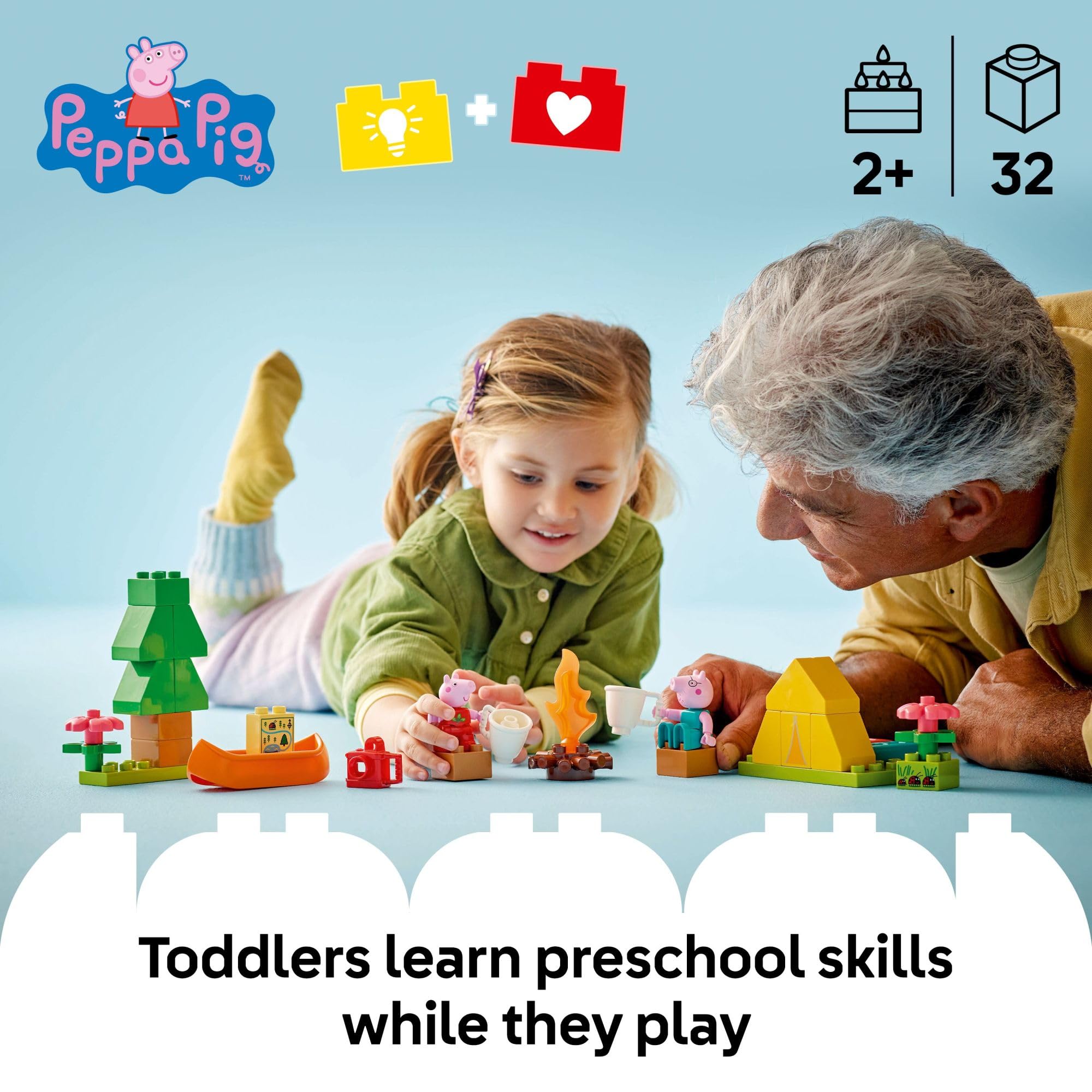 LEGO DUPLO Peppa Pig Camping Trip Building Blocks Set - Educational Toddler Toy for Creative Play & Early Development - Best Birthday Gift for Kids Ages 2-5 (Boys & Girls) - Perfect for Preschool Learning & Imaginative Playtime - 10452