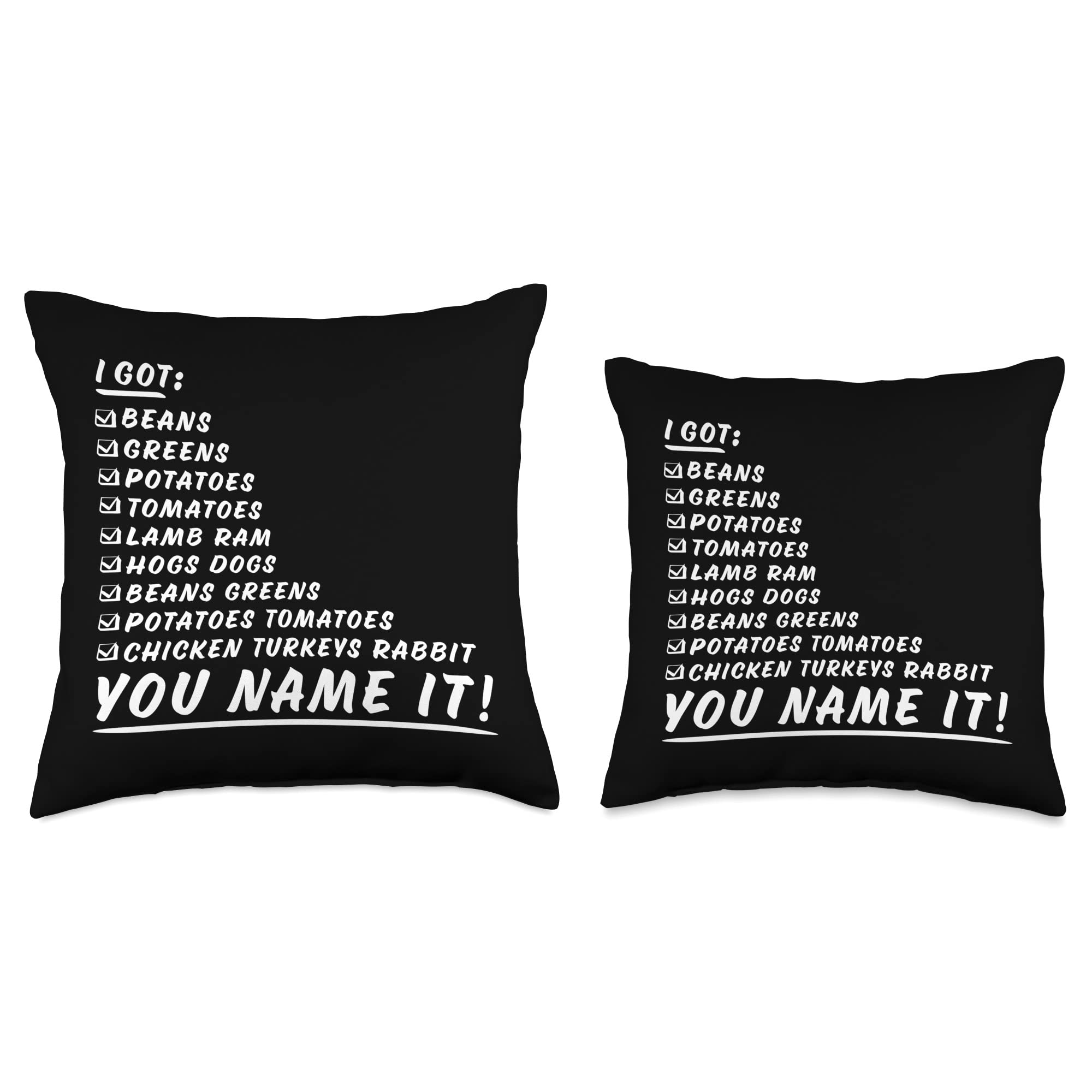 Thanksgiving Song Throw Pillow 18x18 - Funny Vegetable Design with Green Beans, Potatoes & Tomatoes - Perfect for Holiday Decor, Couch & Home Decor Gifts