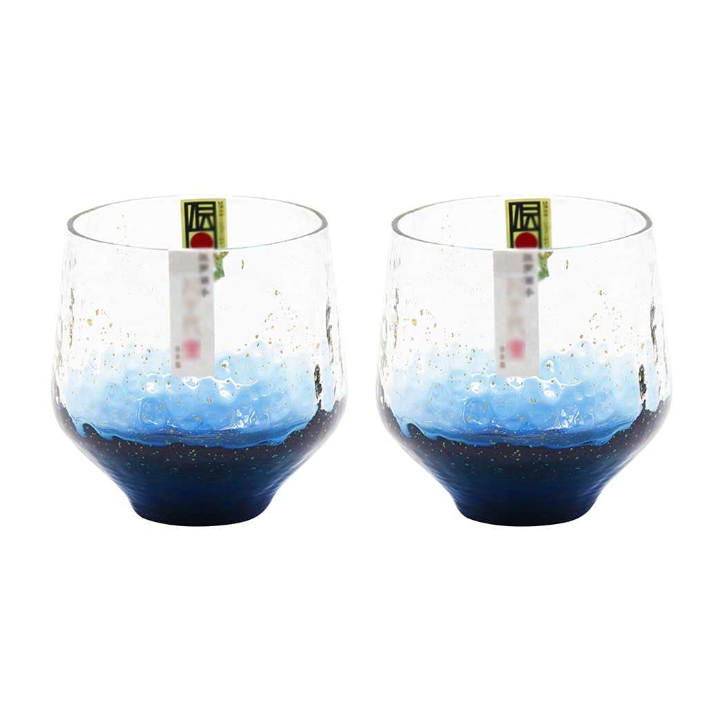 Premium 260mL Whiskey Glass Set - Sake & Wine Tasting Cups for Bar, Home, and Gifts (Blue, 2-Pack) - Perfect for Cocktails, Bourbon, and Japanese Sake Drinking Experience