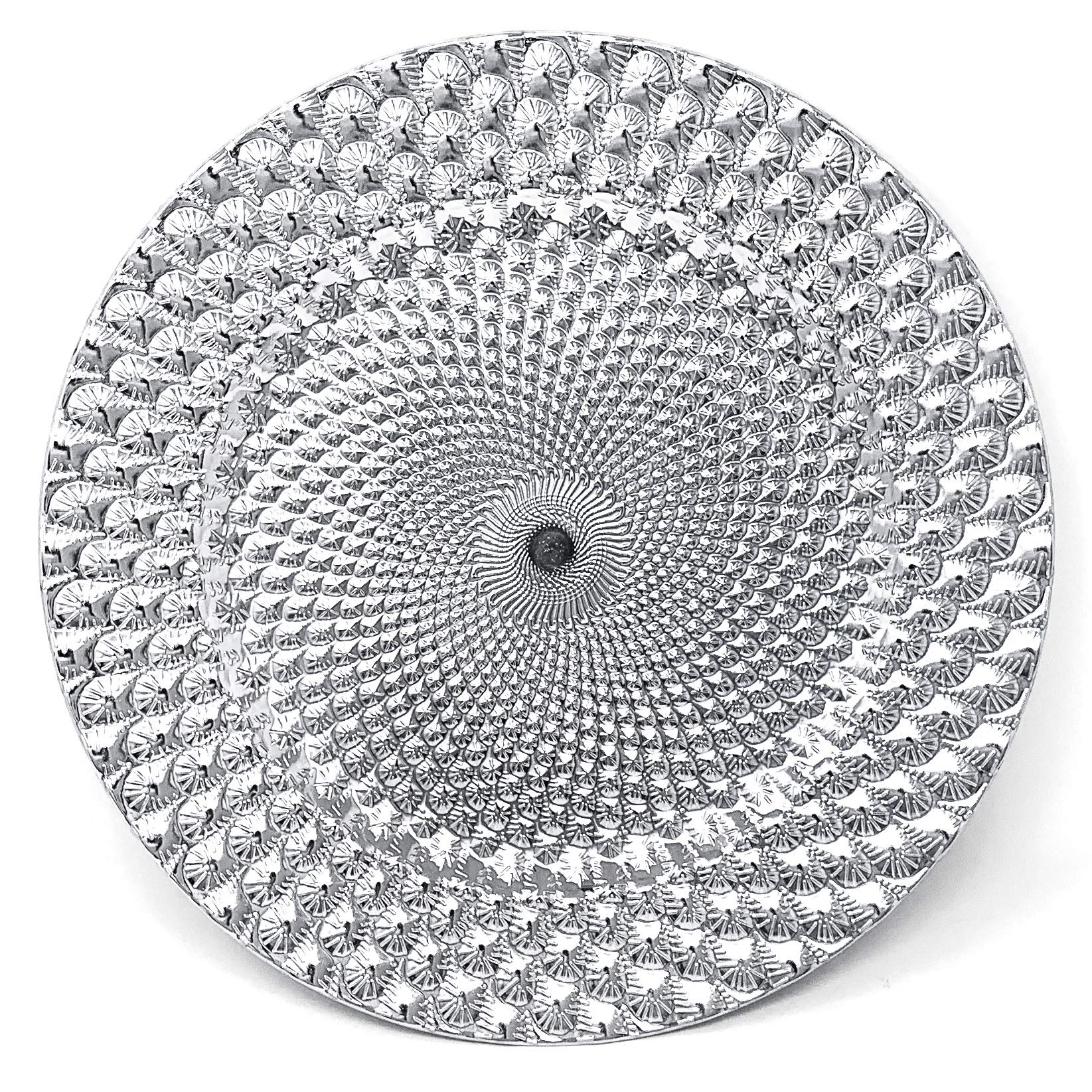 Premium Allgala 13-Inch Heavy Duty Round Charger Plates - Elegant Silver Peacock Design - 48-Pack Dinner Plates Set for Wedding, Thanksgiving & Holiday Table Decor - Perfect for Formal Dining, Buffets & Special Occasions