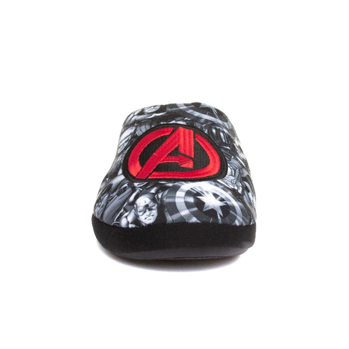 Avengers Themed Bernard Men's Black & Red Slippers - Size 8 UK (US Men's 9) - Comfortable Superhero House Shoes for Lounge & Cosplay