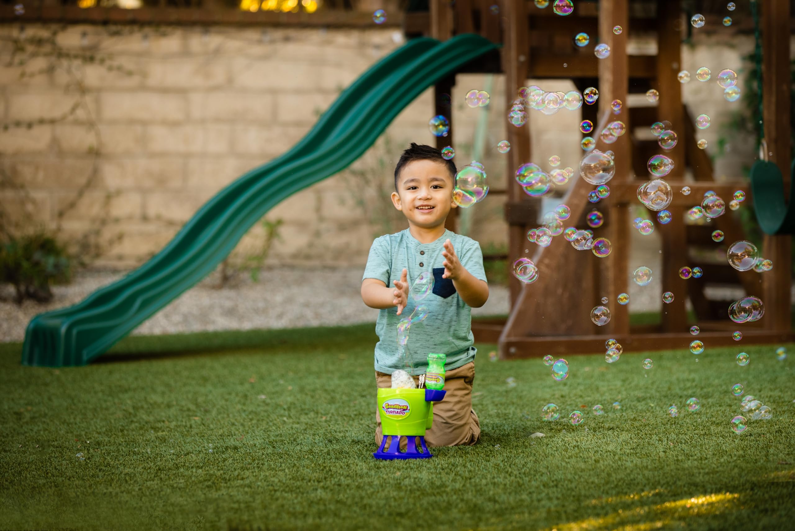Gazillion Tornado Bubble Machine for Kids - High-Speed Bubble Blower (4500 Bubbles/Min) with 4oz Non-Toxic Solution - Perfect for Outdoor Play, Birthday Parties & Backyard Fun
