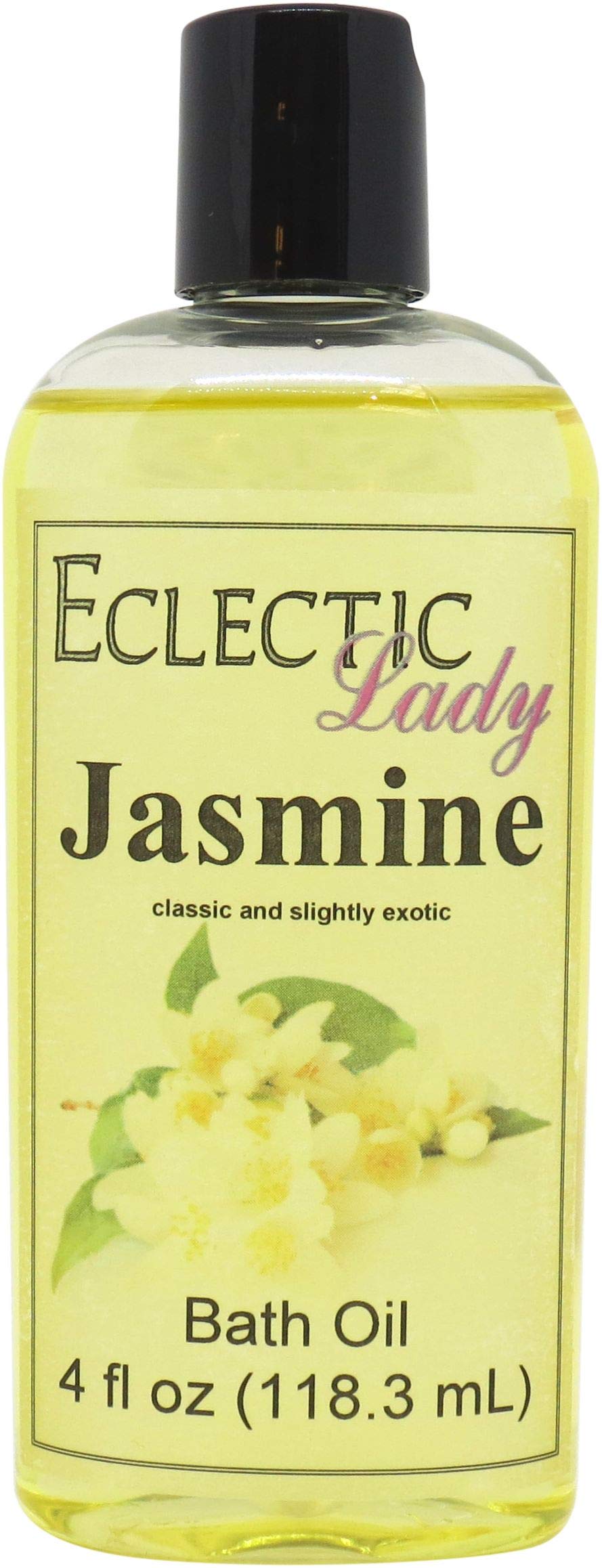 Eclectic Lady Jasmine Bath Oil - Relaxing & Moisturizing Scented Body Oil for Dry & Sensitive Skin - 4 oz Daily Nourishing Shower & Bath Oil - Perfect for Spa Nights & Self-Care Rituals