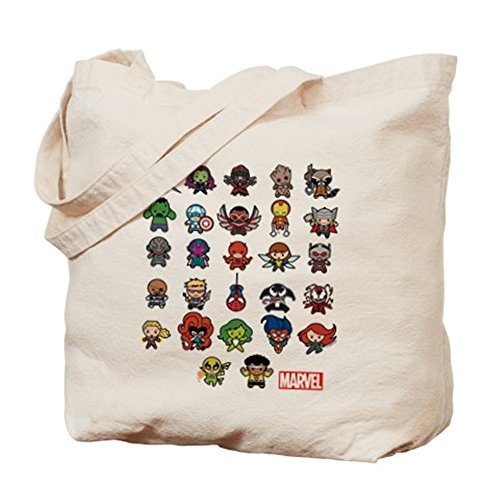 Marvel Kawaii Heroes Tote Bag - Natural Canvas Reusable Shopping Bag for Groceries, Beach & Comic Con | Cute Superhero Gift for Fans