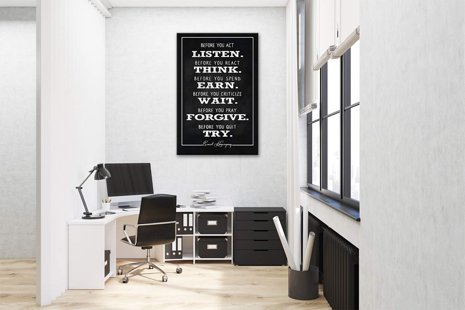 AMEMNY Motivational Canvas Wall Art - Inspirational Quote Painting for Entrepreneurs, Success Posters & Prints, Home & Office Decor - Framed & Ready to Hang (Perfect for Living Room, Bedroom or Workspace)