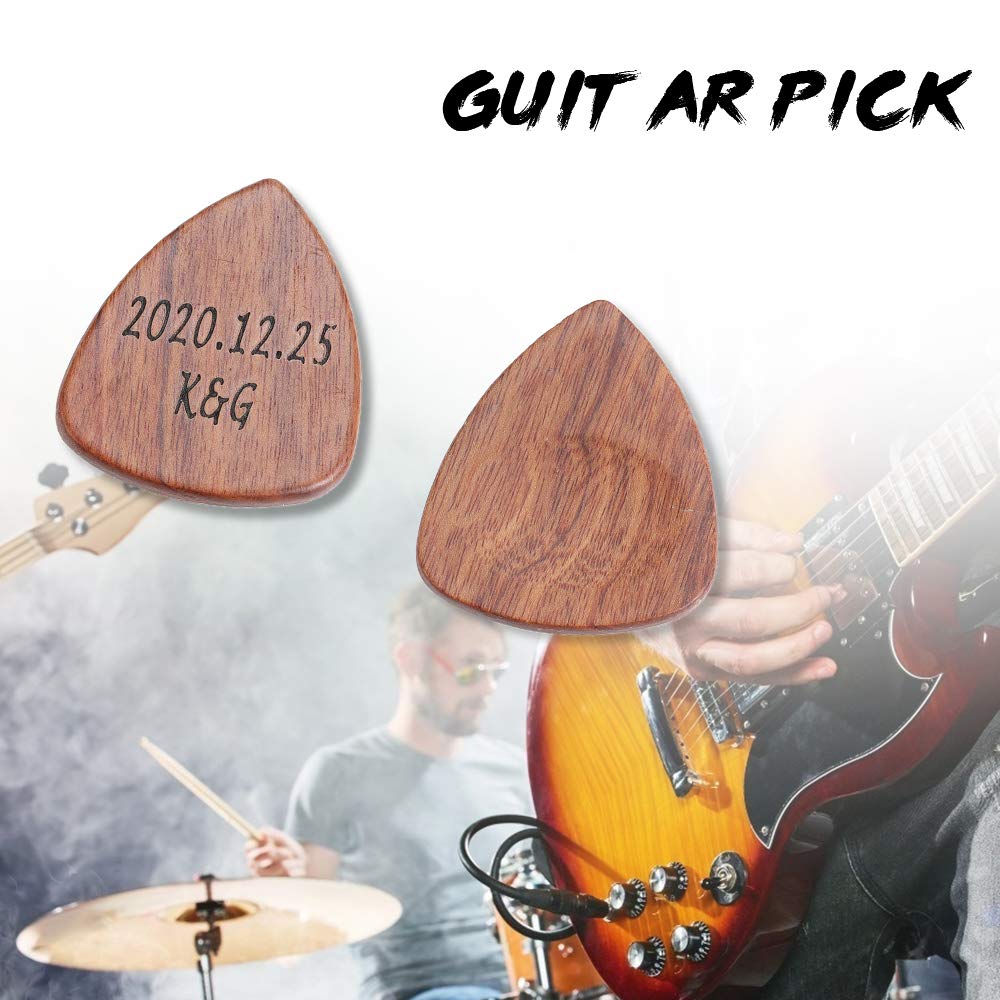 Custom Engraved Wooden Guitar Pick Holder - Personalized Music Gift for Guitarists, Son, Dad, Husband & Boyfriend - Handcrafted Wood Guitar Picks with Custom Message - Perfect for Practice, Performances & Music Lovers (Red)