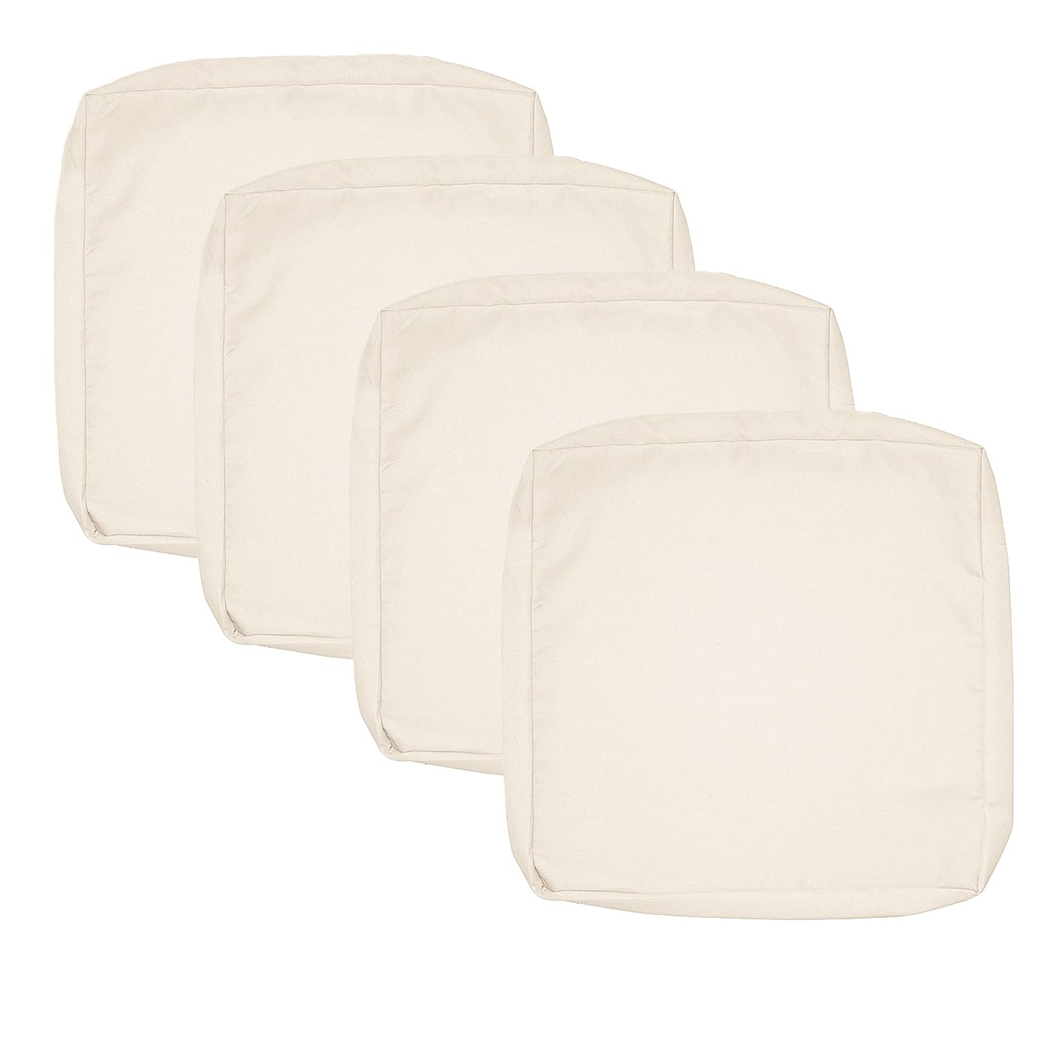 Sqodok 24x22 Inch Waterproof Outdoor Cushion Covers - 4 Pack Patio Furniture Replacement Covers for Wicker Chairs (Ivory) - Perfect for Backyard, Deck, Garden & Poolside Seating