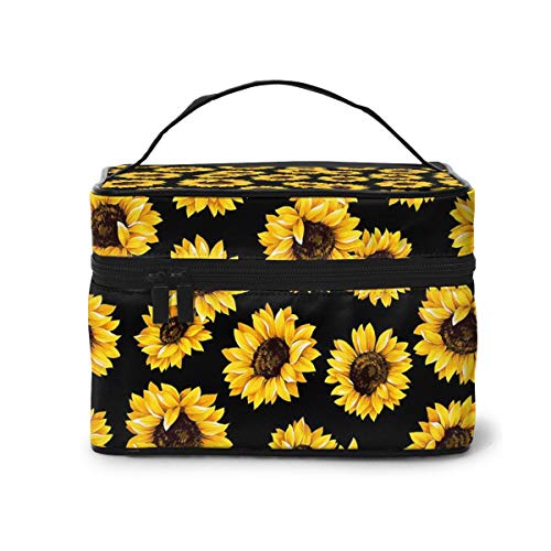 Sunflower Makeup Bag for Women & Girls - Travel Cosmetic Organizer with Handle, Waterproof Toiletry Bag for Makeup Brushes & Essentials - Perfect for Travel, Gym, and Daily Use