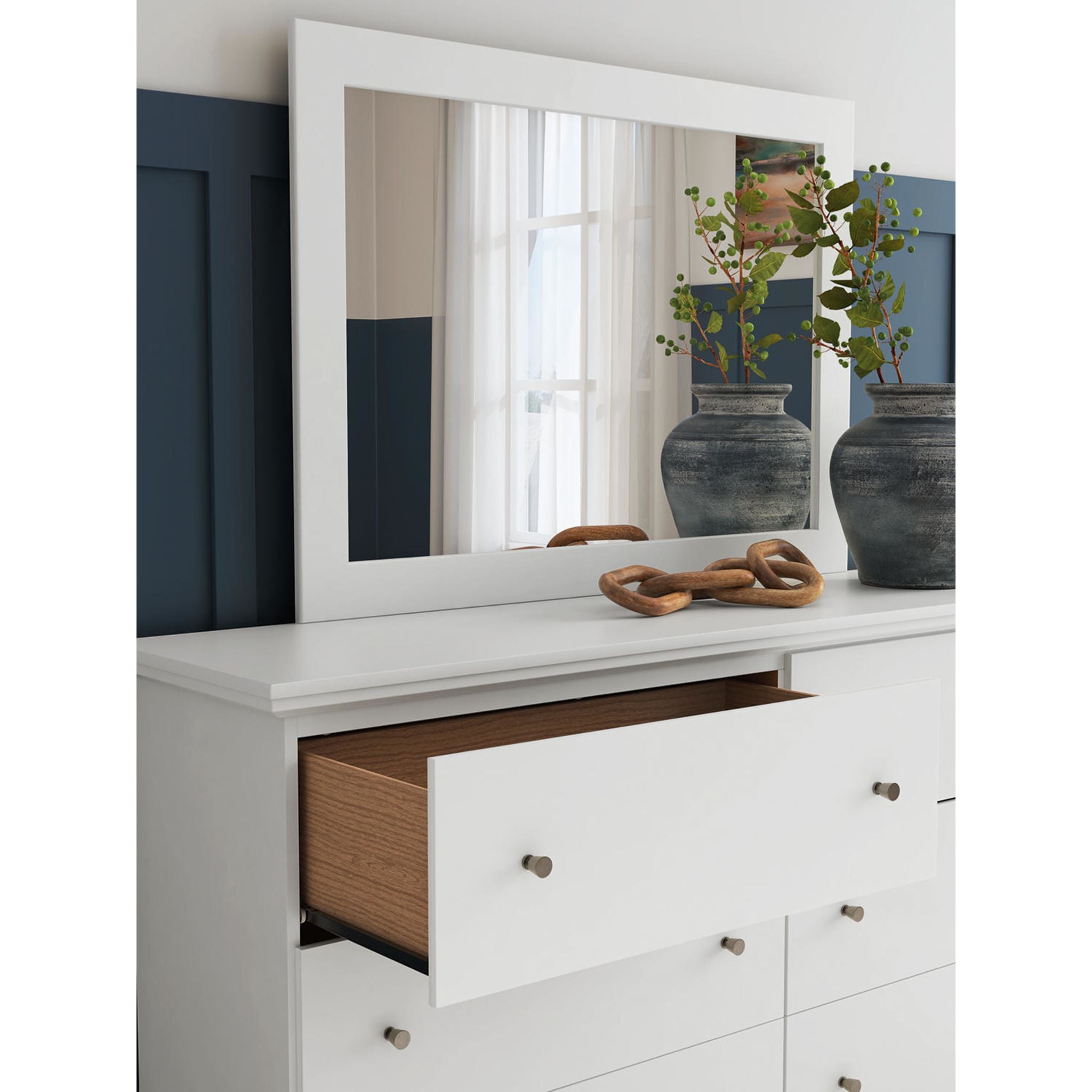 Bostwick Shoals White Dresser and Mirror Set - Modern Bedroom Furniture for Home Decor & Storage