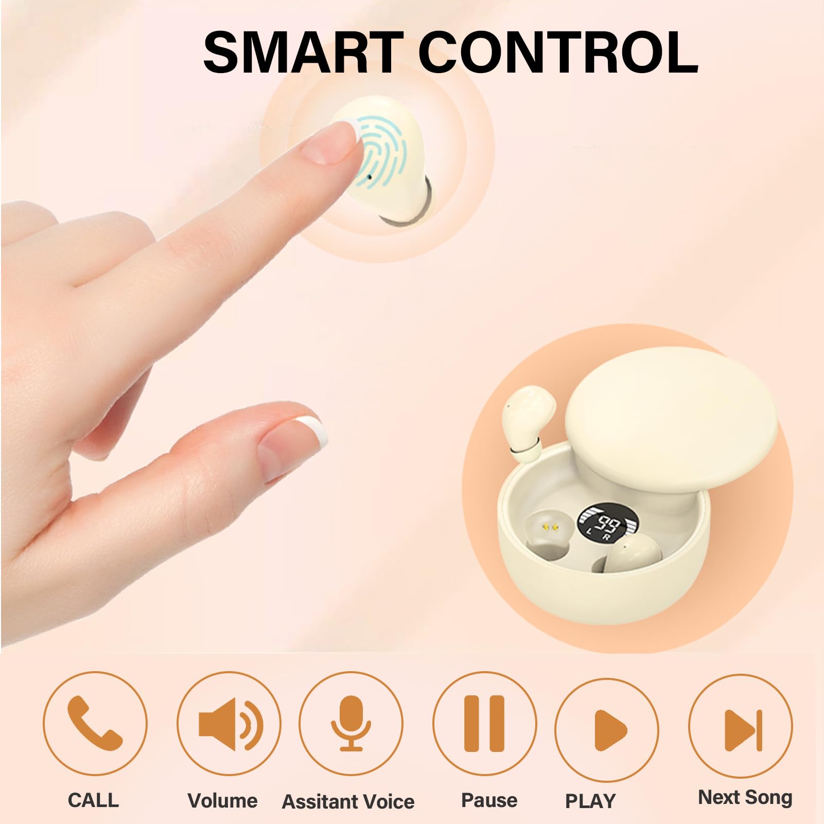 Loluka Smallest Mini Wireless Bluetooth Earbuds - 6H Playtime, Lightweight, Touch Control, Bluetooth 5.4 for Small Ears - Fast Charging, Invisible Fit - Perfect for Running, Workouts & Daily Commute