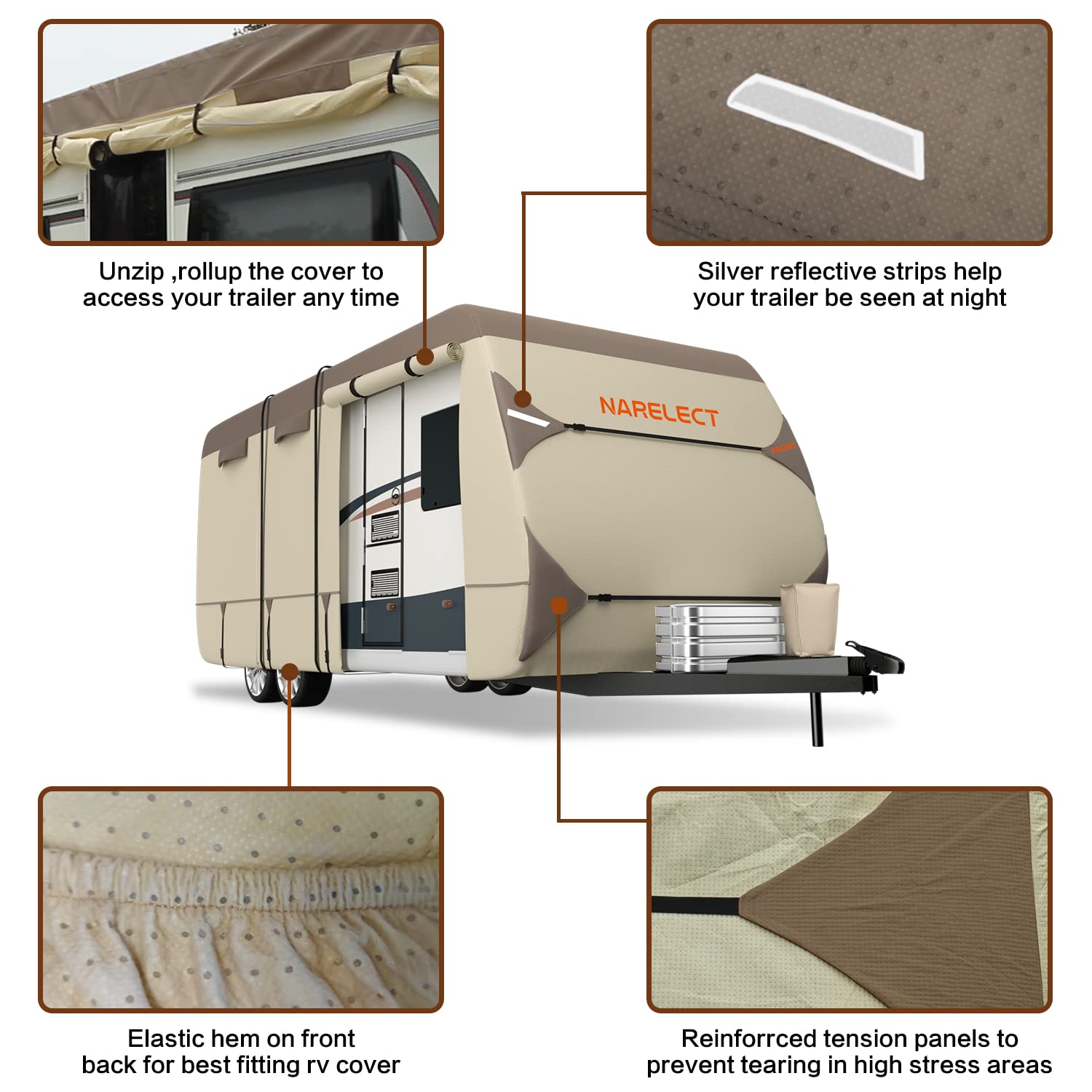 RV Cover - Heavy Duty 7-Layer Windproof Trailer Cover for 27-30ft - UV Protection, Toy Hauler & Tire/Gutter Guard - Perfect for Outdoor Storage & Travel Protection