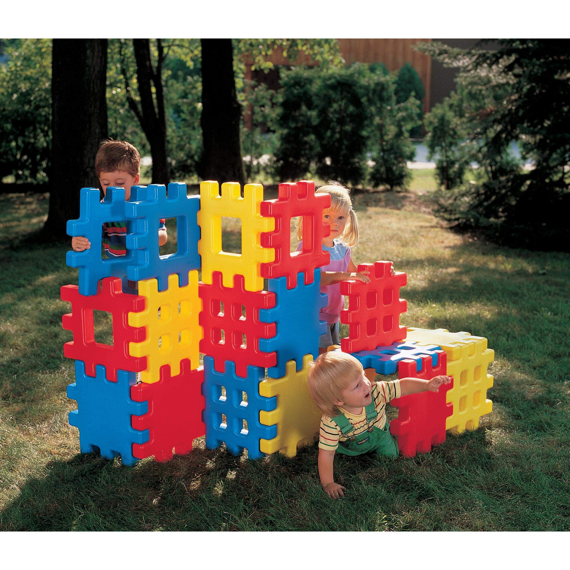 Little Tikes Big Waffle Block Set - 18 Piece Educational Building Toys for Toddlers, Blue Red Yellow Interlocking Blocks for Kids STEM Learning (Perfect for Preschool Playtime & Creative Construction)