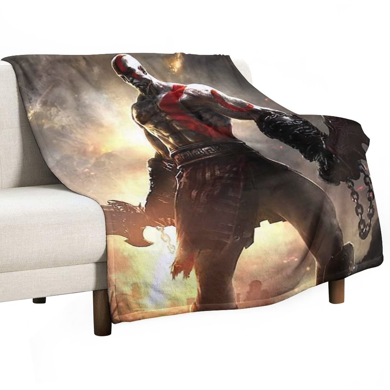 LENSTE God of War Flannel Blanket - Super Soft & Durable Throw Blanket for Couch, Sofa & Bed - Cozy Home Decor Gift for Gamers & Movie Nights